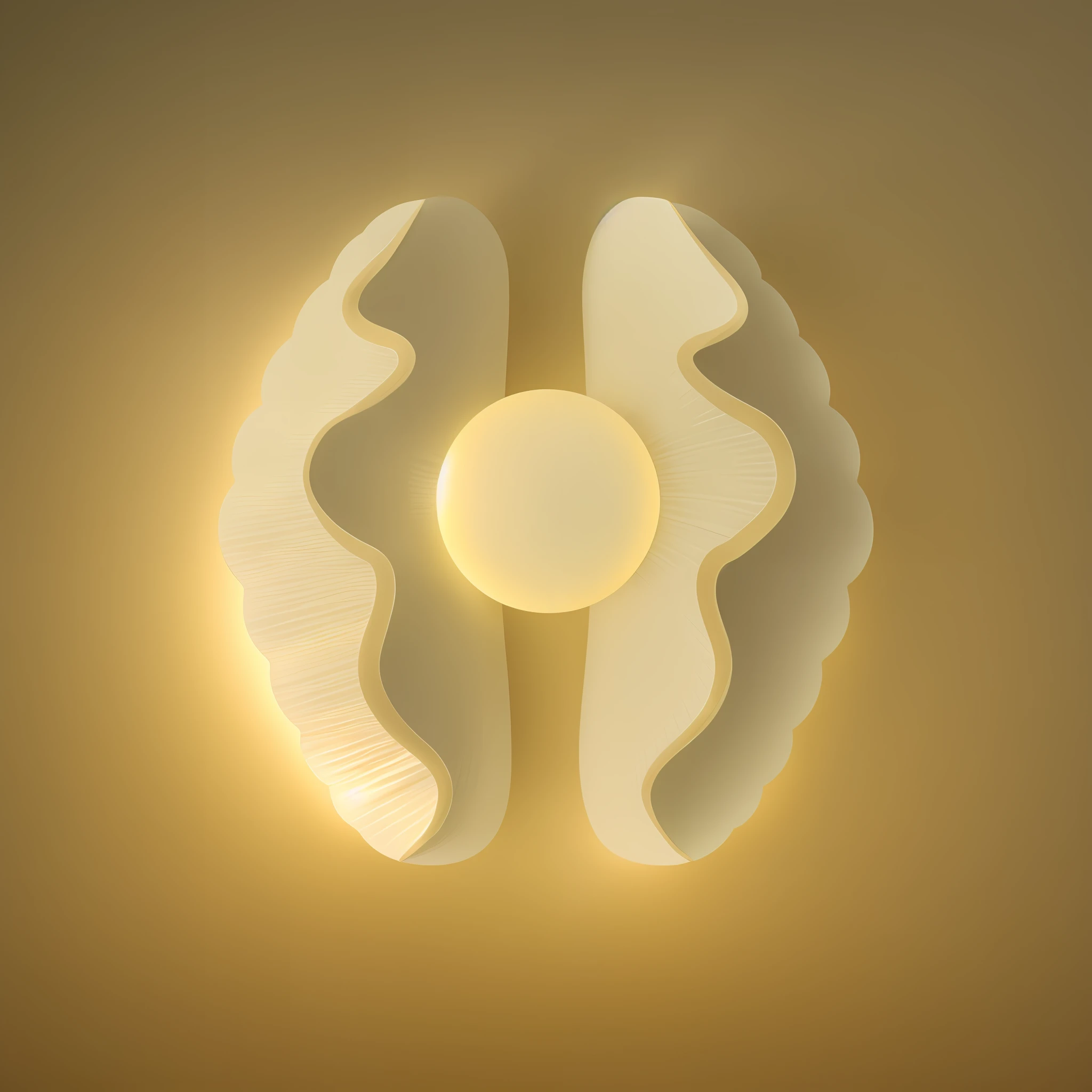 Sleek stereoscopic 3D scallops with the glow of the sun in the middle, textured, clean shells, smooth