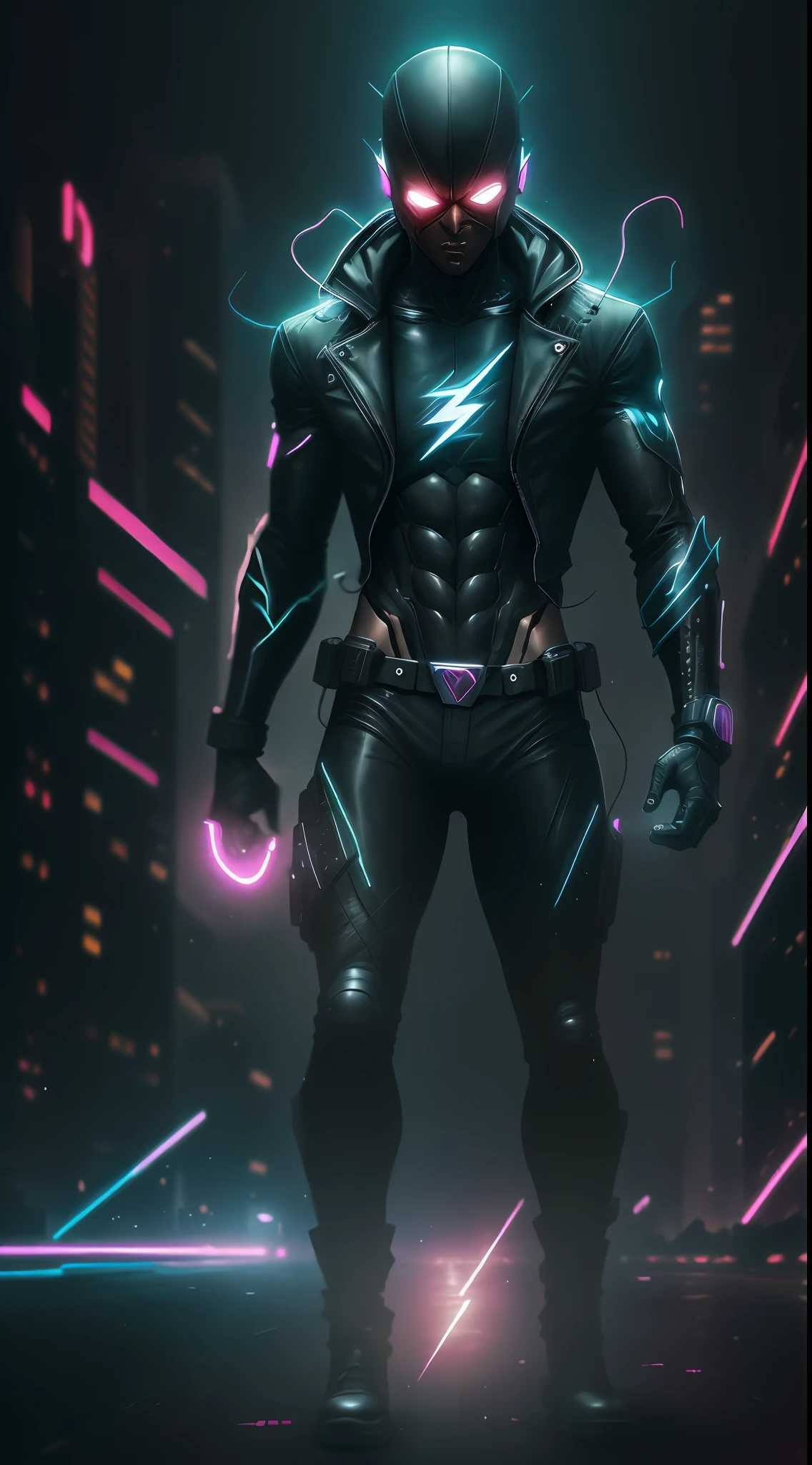Aquaman from DC, neon ring on background, cyberpunk art style, cyberpunk style, cyberpunk style, cyberpunk character, hyper-realistic cyberpunk style, cyberpunk color, powerful lighting, motion synchronization, dynamism, charged energy, hot action