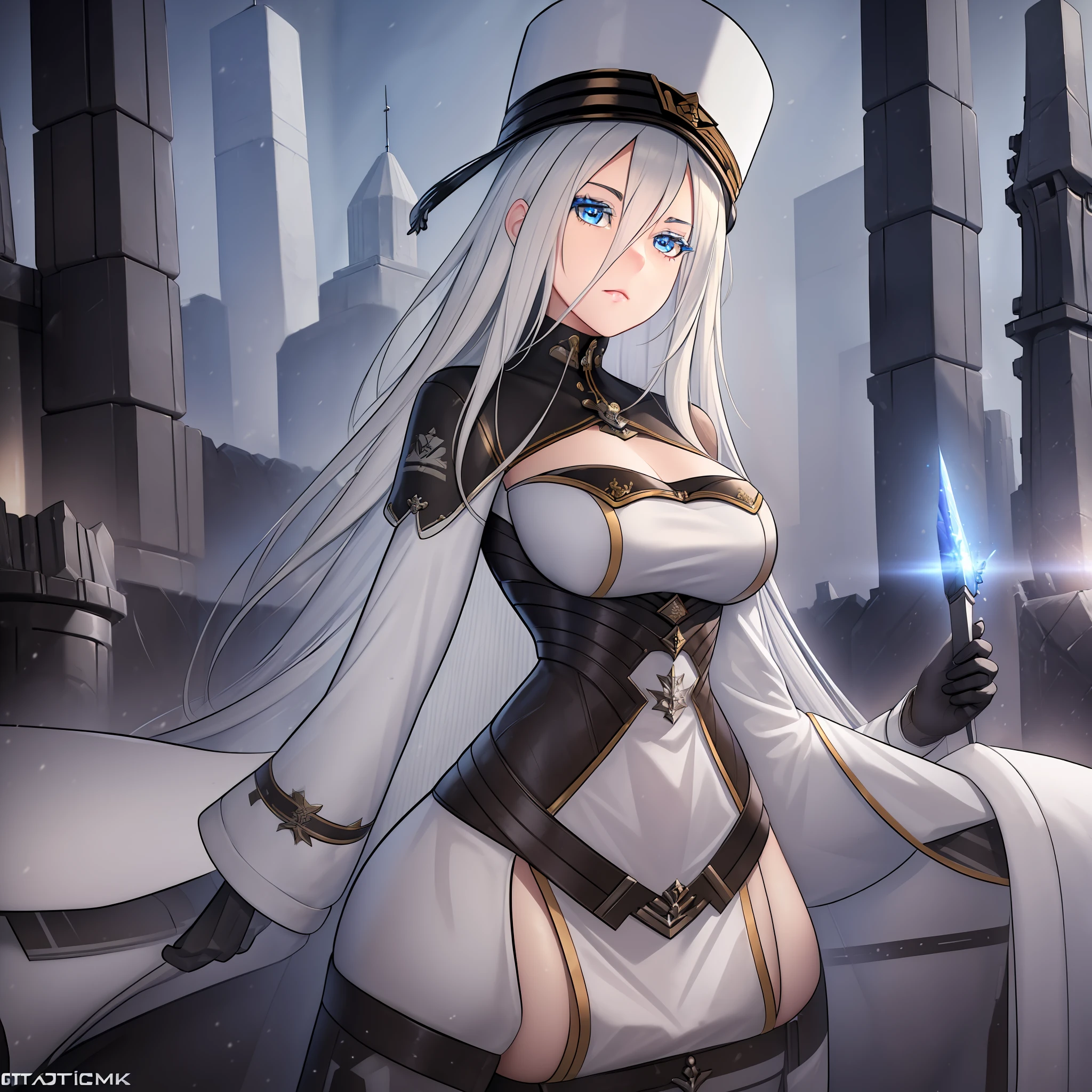((best quality)), ((masterpiece)), ((realistic)), sovetsky soyuz \(azur lane\), hat, artistic anatomical hands, artistic anatomy, glowing eyes, female face, , trending on artstation, sharp focus, studio photo, intricate details, very detailed, detailed eyes, illustration, very detailed, sharp focus, digital render, professional, 4k
