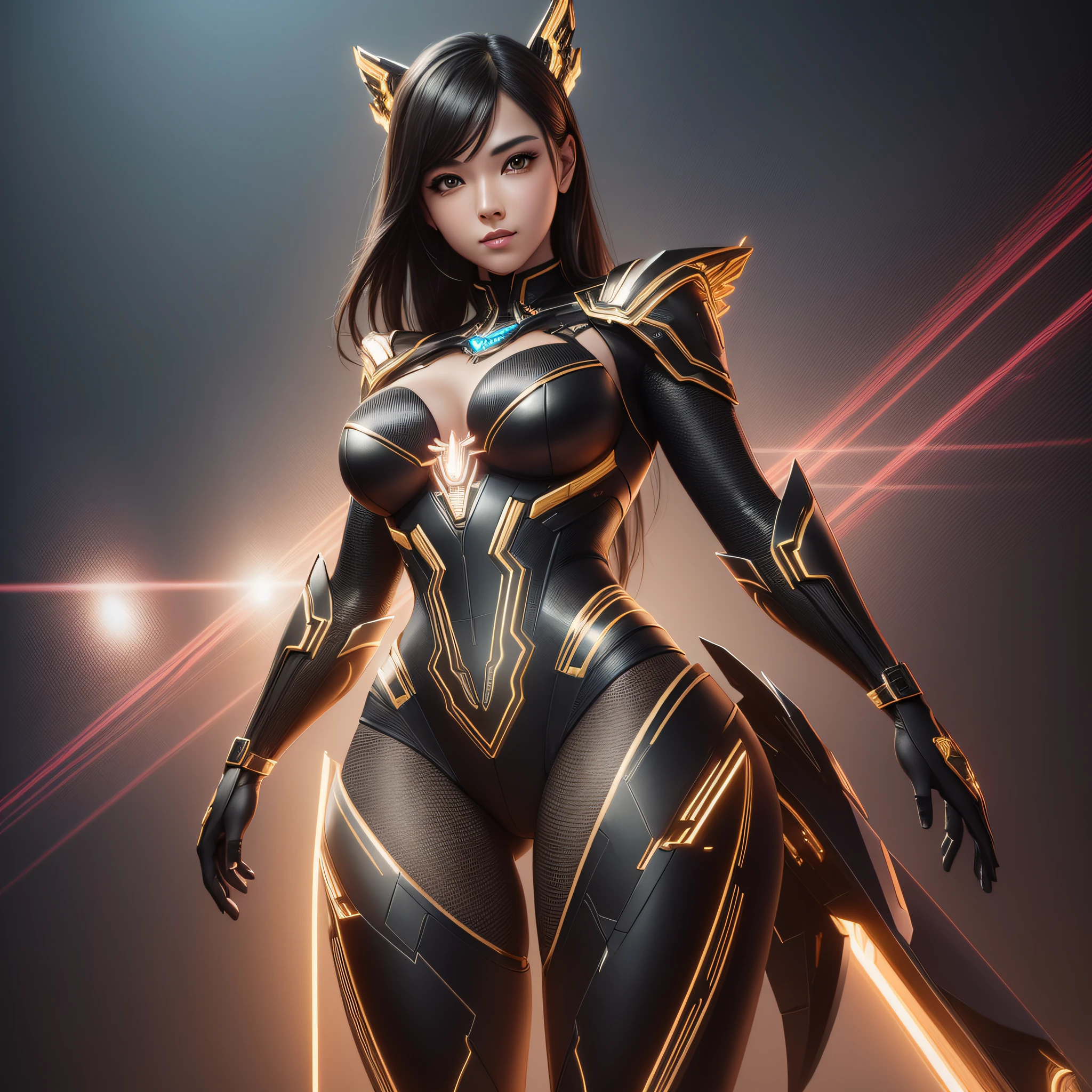 super photo realistic, artgerm portrait, stunning digital illustration, 4k realistic digital art, 4k realistic digital art, high details, Super computer by MSI, glowing leds, black and gold shell, standing rectangle shape, full body.