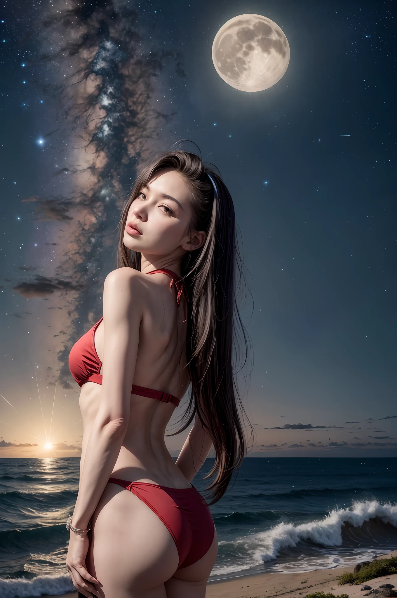 Starry sky, big, waves