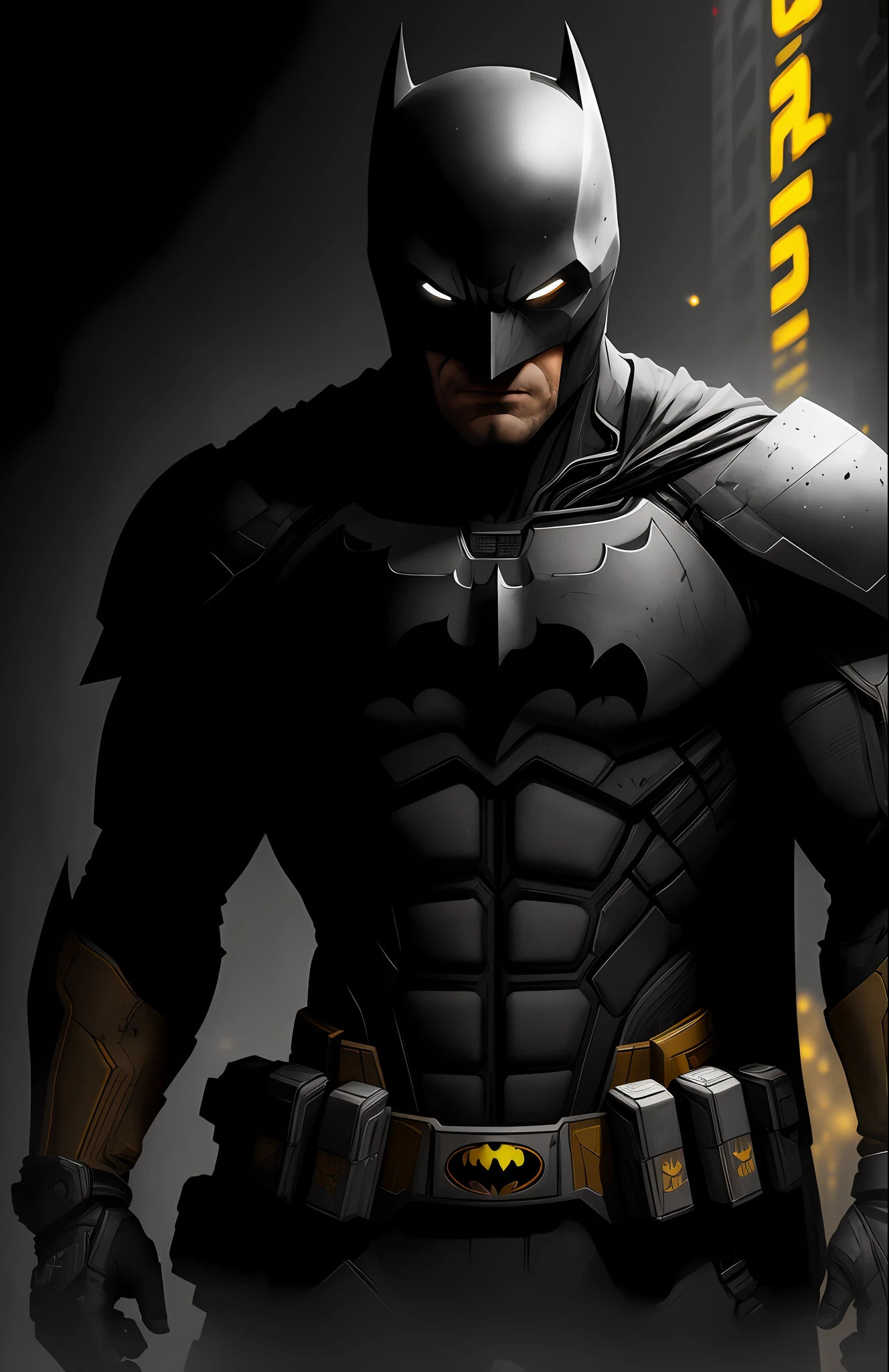 (dark shot: 1.1), epic realistic, Batman from DC, yellow gradient, black, brown and magenta color scheme, grunge aesthetic!!! graffiti tag wall background, art by Greg Rutkowski and artgerm, soft cinematic light, Adobe Lightroom, darkroom, HDR, intricate, highly detailed, (depth of field: 1.4), faded, (neutral colors: 1.2), (hdr: 1.4), (muted colors: 1.2), hyper-detail (artstation: 1.4), cinematic, warm light, dramatic light (complex details: 1.1)