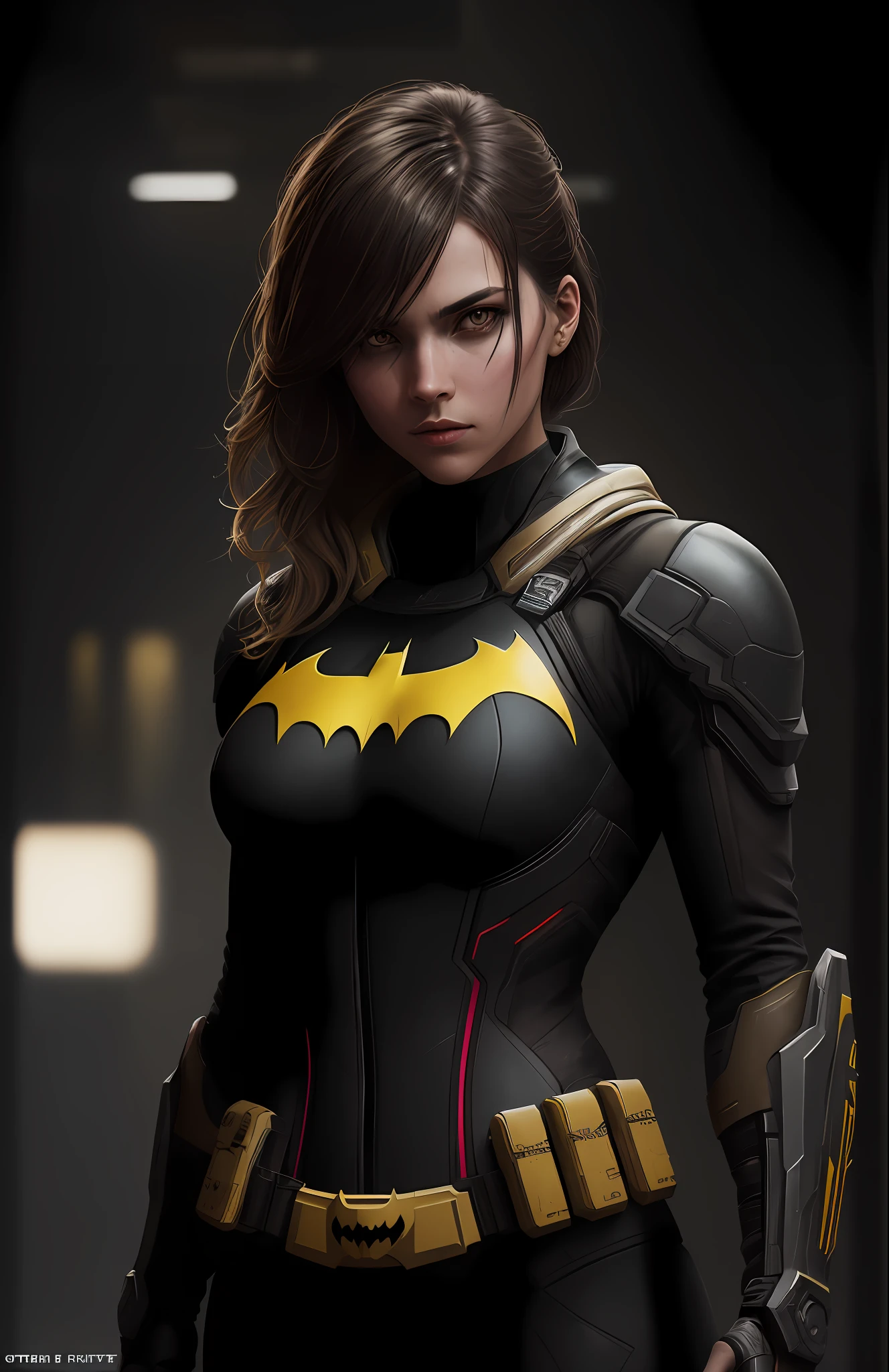 (dark shot: 1.1), epic realistic, Batgirl from DC, yellow gradient, black, brown and magenta color scheme, grunge aesthetic!!! graffiti tag wall background, art by Greg Rutkowski and artgerm, soft cinematic light, Adobe Lightroom, darkroom, HDR, intricate, highly detailed, (depth of field: 1.4), faded, (neutral colors: 1.2), (hdr: 1.4), (muted colors: 1.2), hyper-detail (artstation: 1.4), cinematic, warm light, dramatic light (complex details: 1.1)