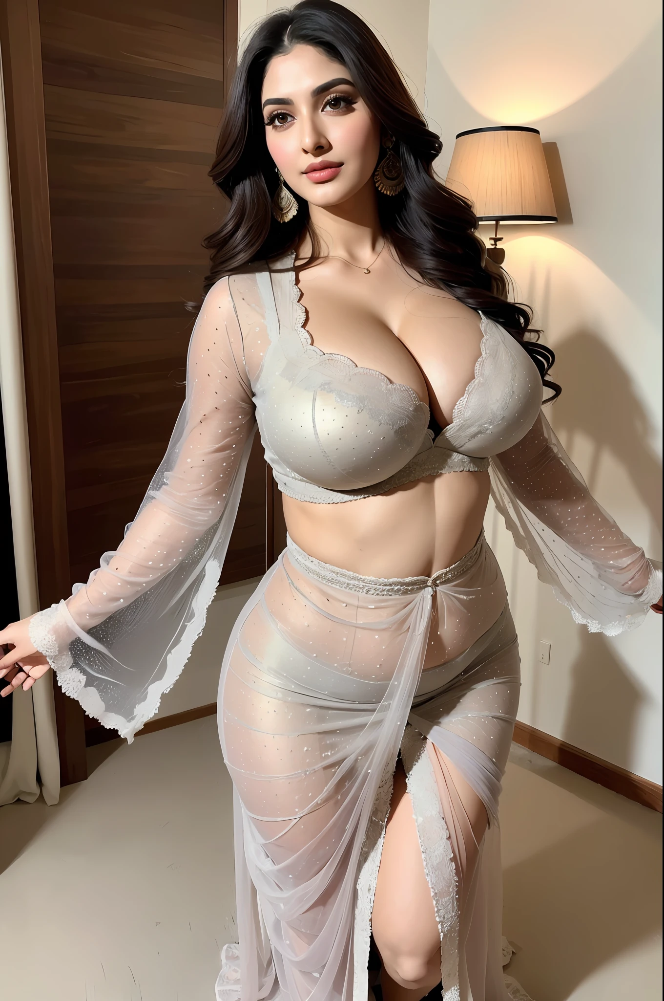 Photo of [sonam kapoor], ((1 girl solo)), (((full body picture))), ((realistic soft lighting)), ((lifelike)), (beautiful face:1.1), detailed eyes, luscious lips, 29 years old, thor costume, BBW, (sexy attractive figure), (huge boobs)(large boobs), (very low cleavage), (tight abs), (thick hips) 4K, HDR, DSLR photoshoot, professional photography, detailed texture.