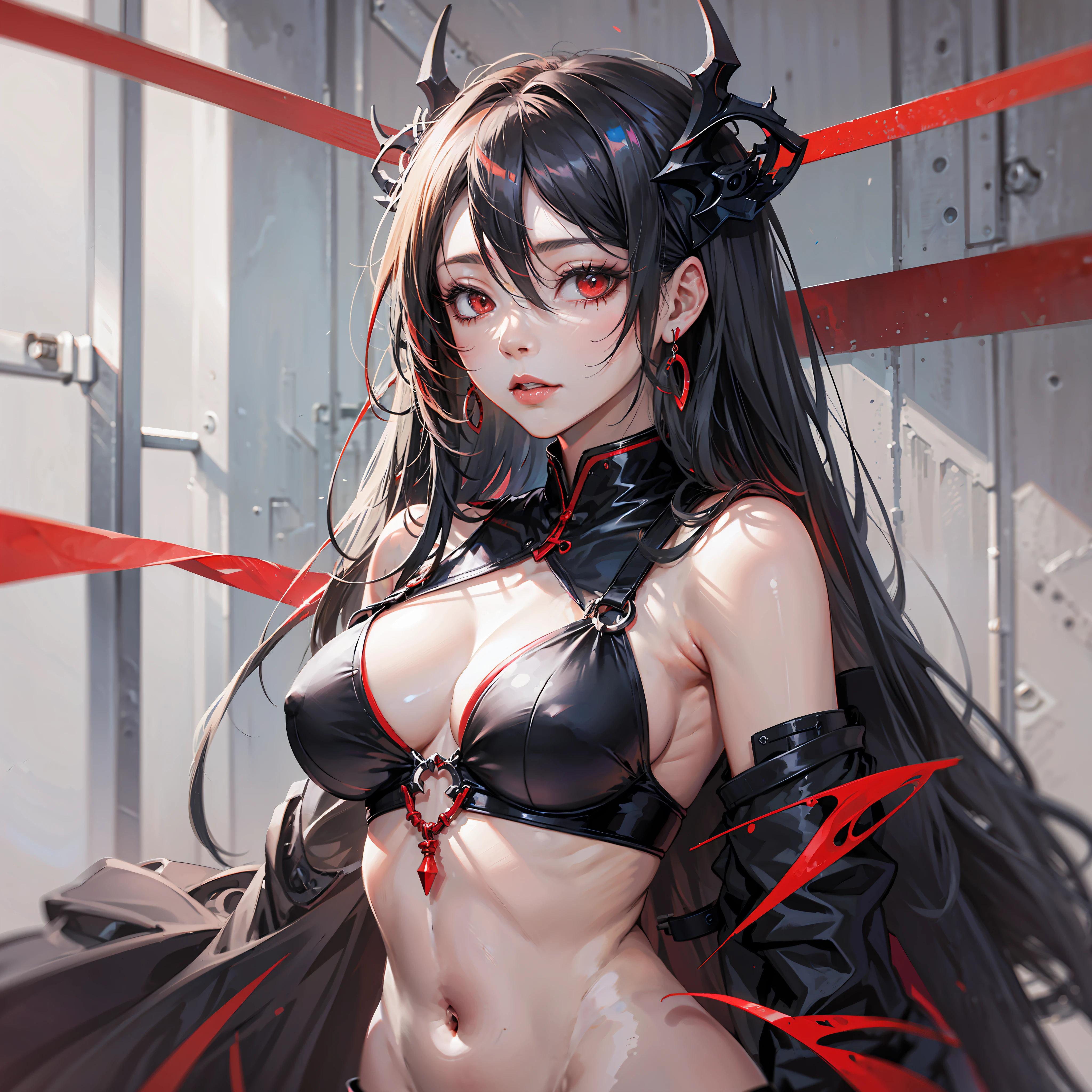 God of lust, female, black, red, silver, high-quality, anime, sexy body --auto --s2