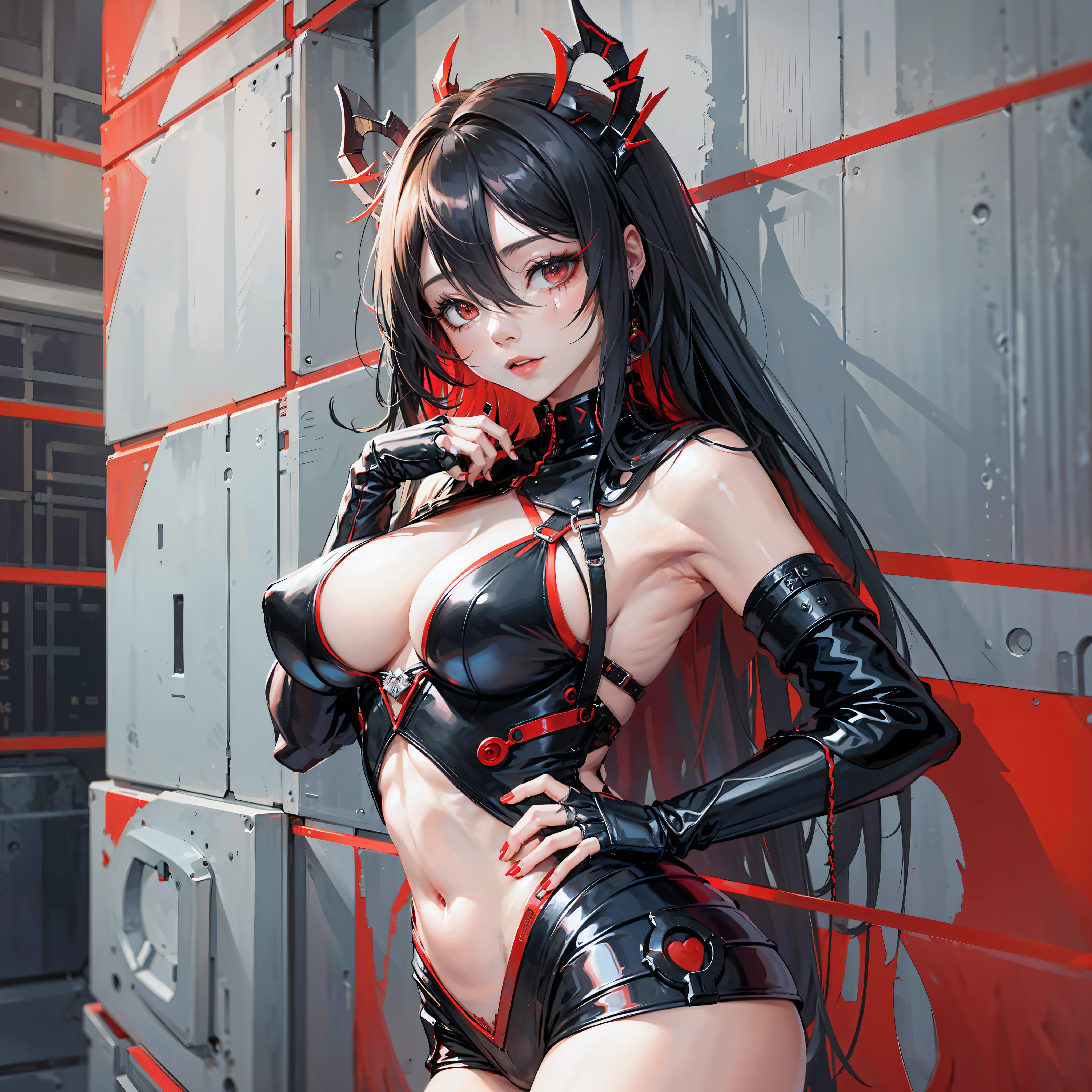 God of lust, female, black, red, silver, high-quality, anime, sexy body --auto --s2