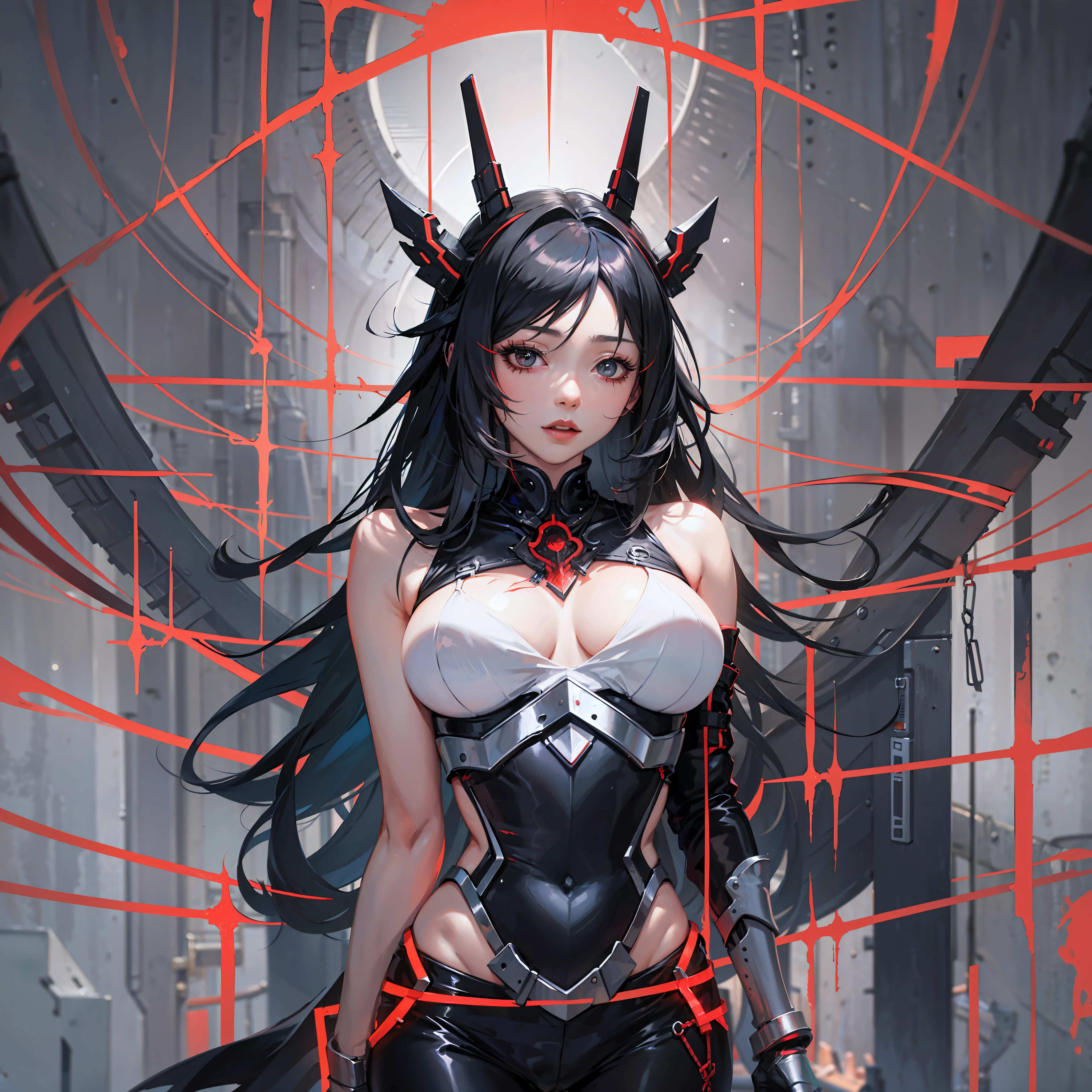 God of lust, female, black, red, silver, high-quality, anime, sexy body --auto --s2