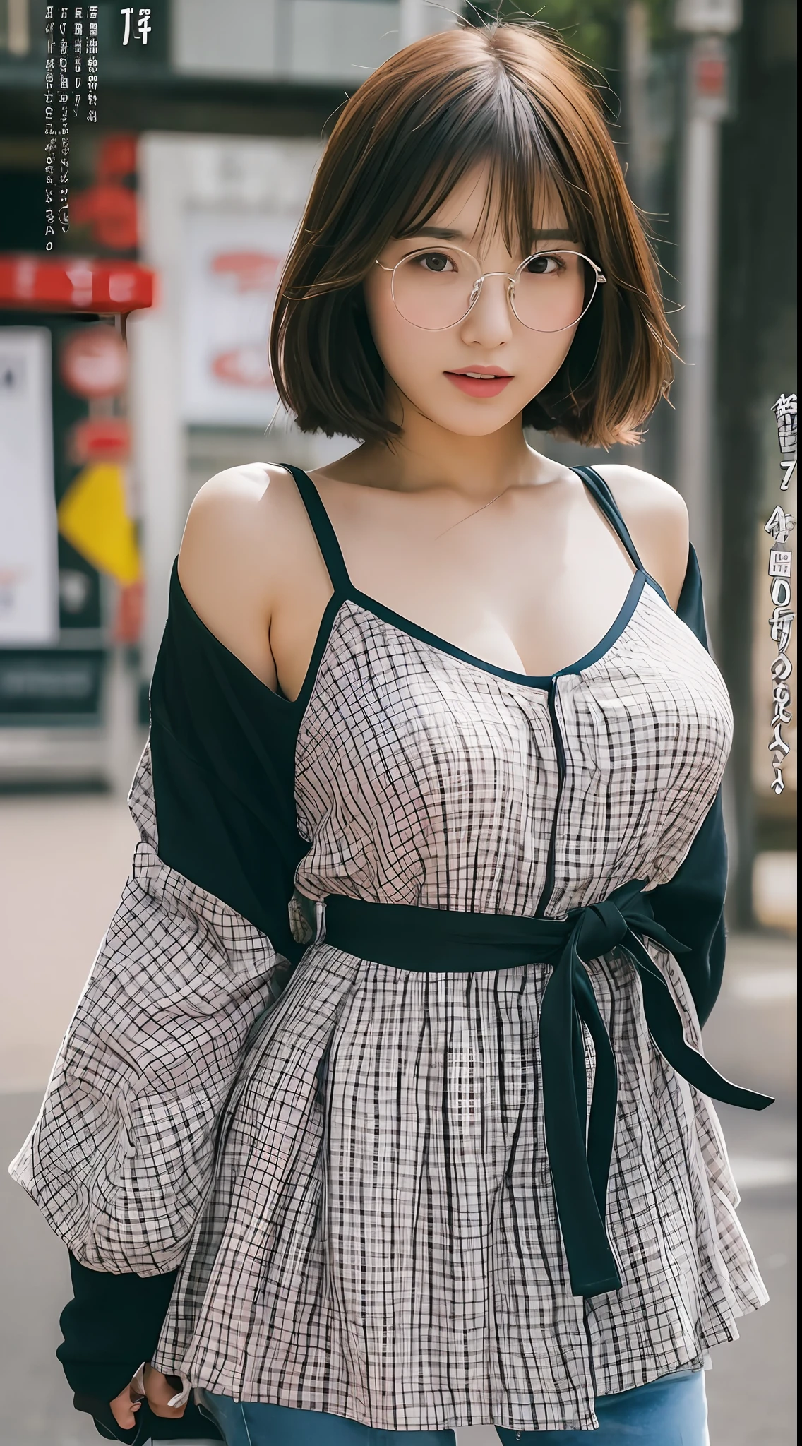 Hot Japan girl with big in the best quality in public, camisole,