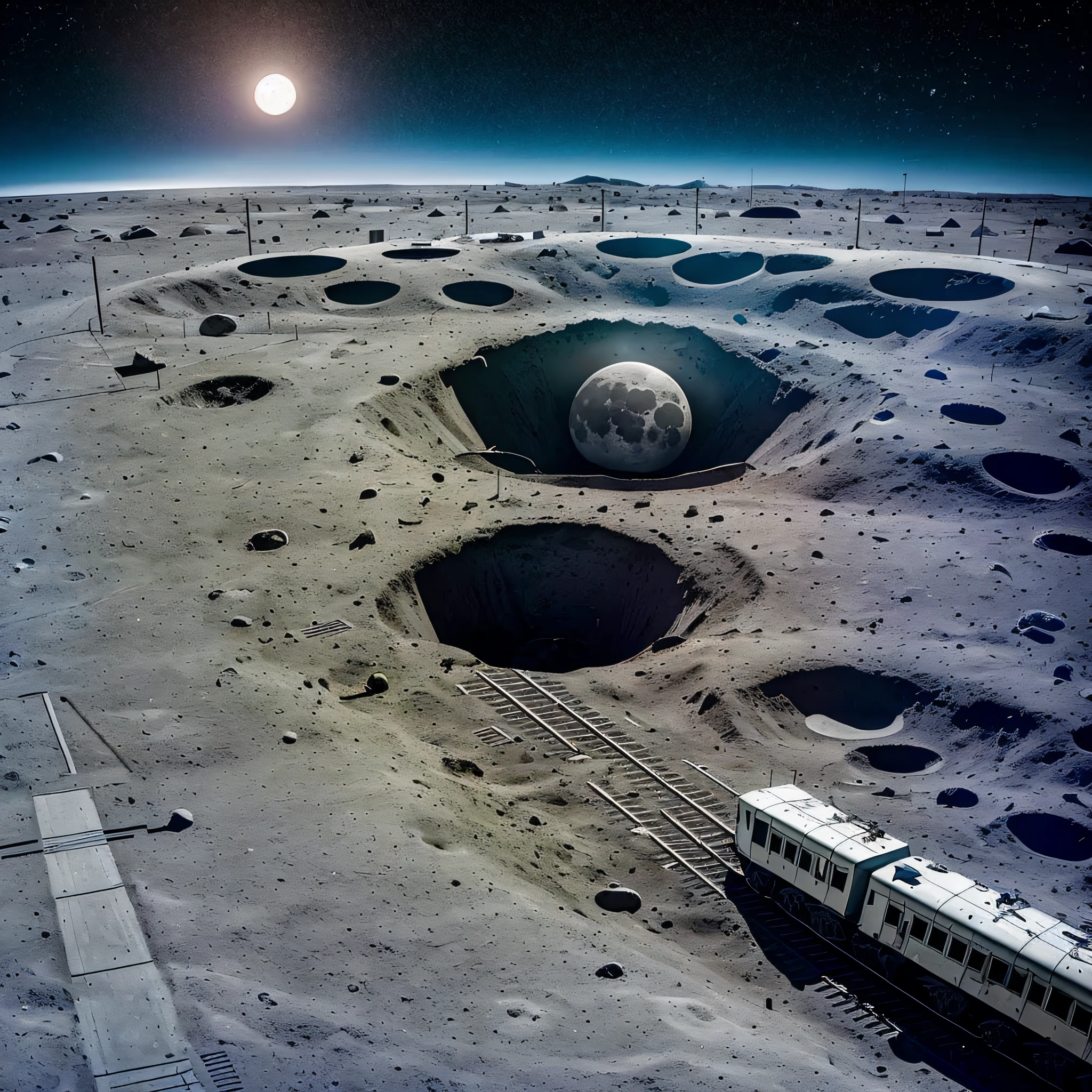 moon, nazis, military train, crater, UFO