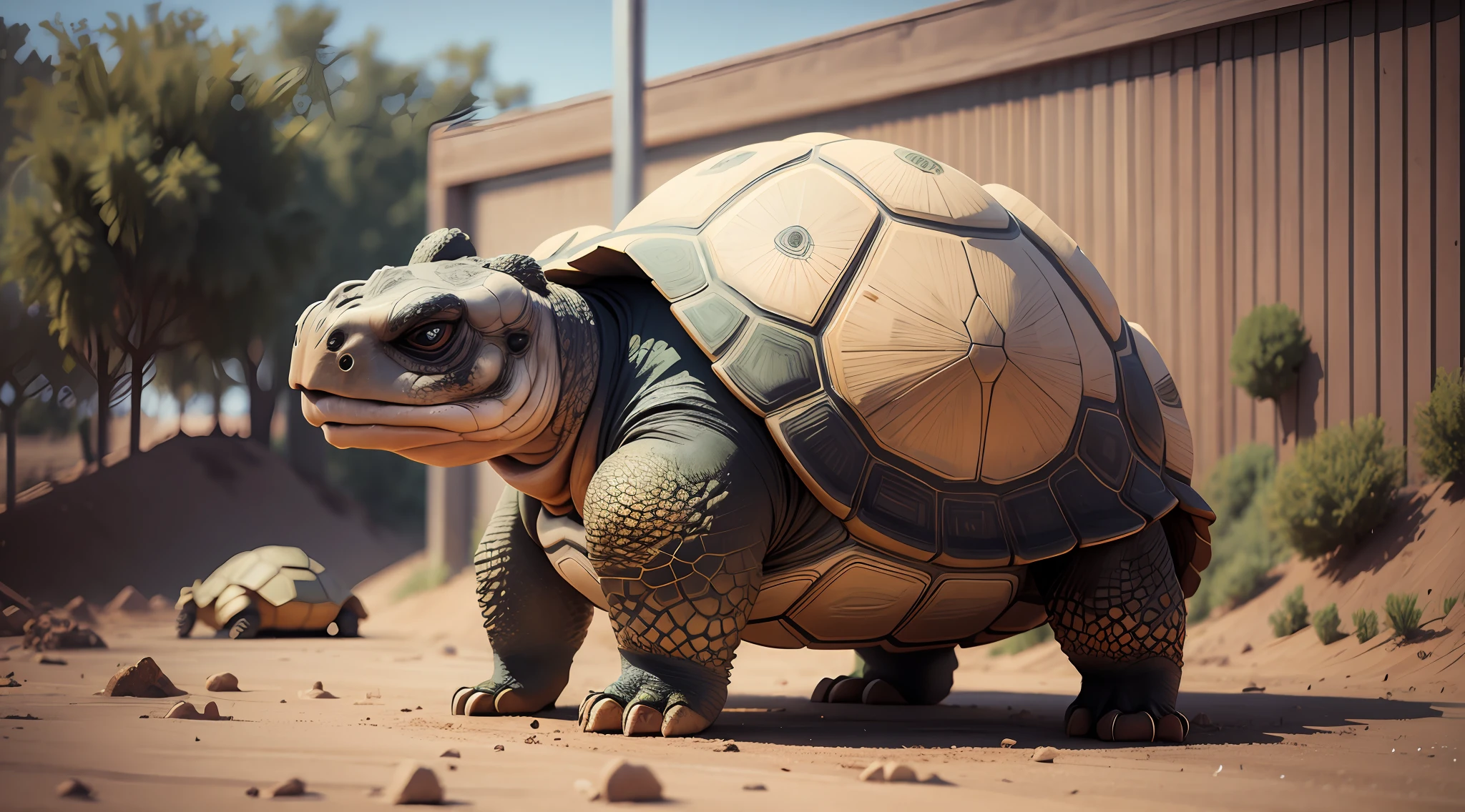 A tortoise standing in the dirt, 3D art bubble style, non-human, cute --auto --s2