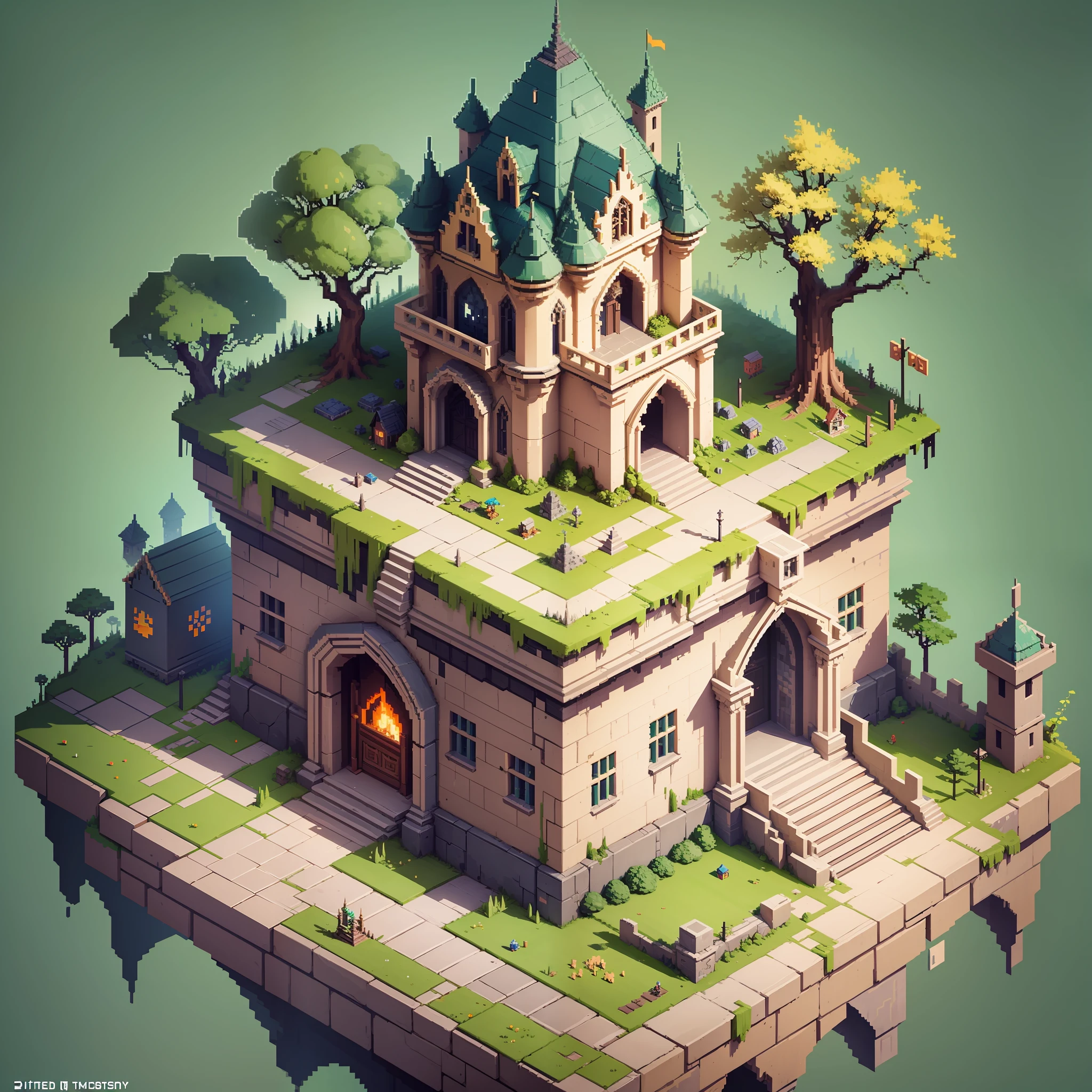 8bit, pixel art, isometric, topdown fantasy, City of Dresden, RPG, high fantasy, artstation, concept art, abandoned castle, moss, final fantasy, legend of zelda, 8bit video game art, pixel artistry --auto --s2