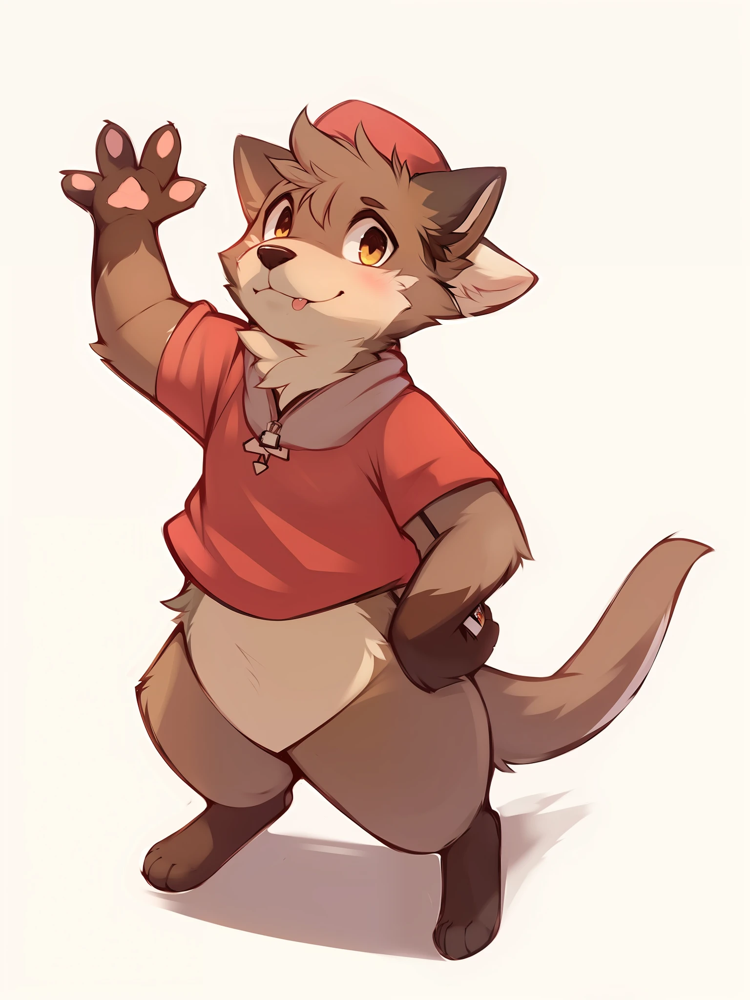 Hioshiru Paws A cartoon cat with a red shirt and a baseball cap - SeaArt AI
