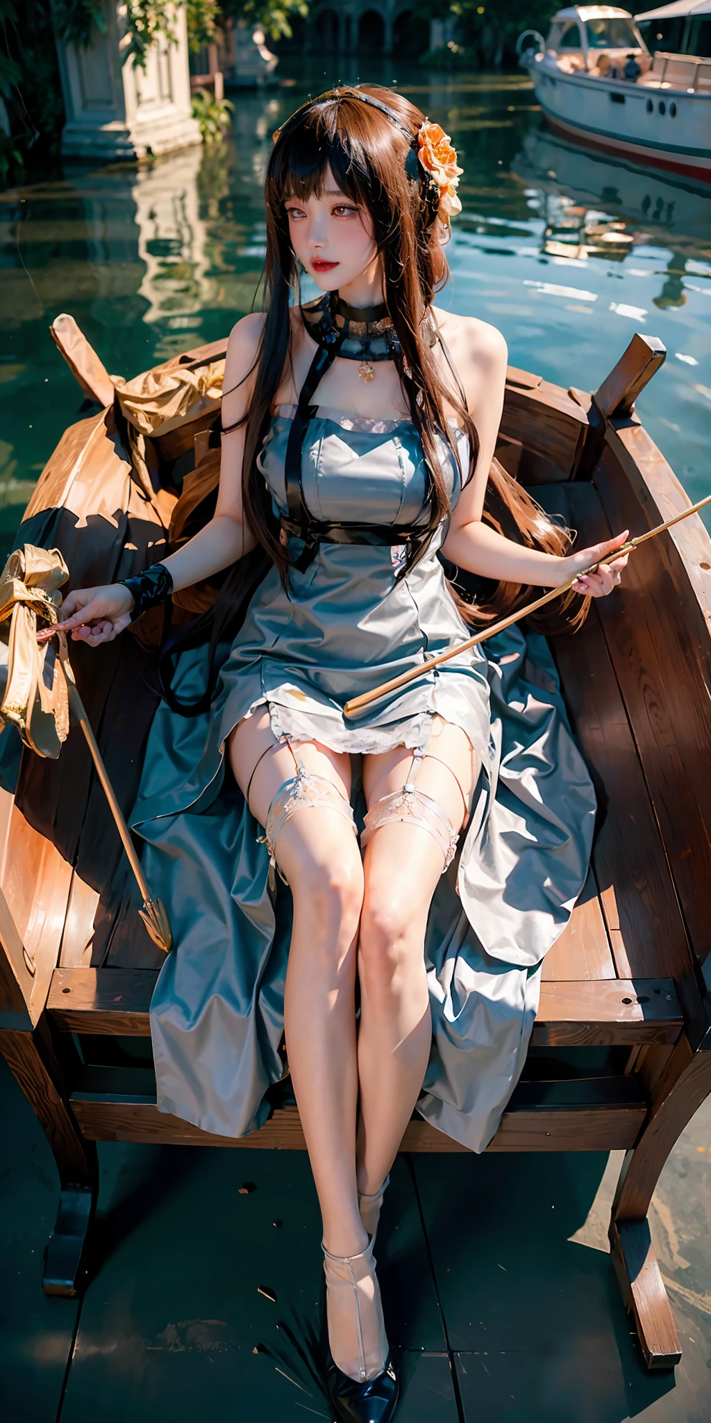 (Masterpiece: 1.2, Best Quality), Realism, (Real Pictures, Intricate Details, Depth of Field), (1girl, Solo), Makeup, (((Lips Apart))), High Detail, (((Perfect Face))), (Huge Breasts: 1.4), (Skindentation), ((Slender Legs)), Wide Buttocks, Thin Waist, Tall, Coral Lips, Long Hair, Dark Eyes, ((Beauty Wears Very Exposed Openwork Clear Lace Wedding Dress, (Reveals Slender Waist with Perfect Boat Line), Lace super short b-skirt, slender legs, lace stockings)), (sweating: 1.2), (wet), sexy, blush,