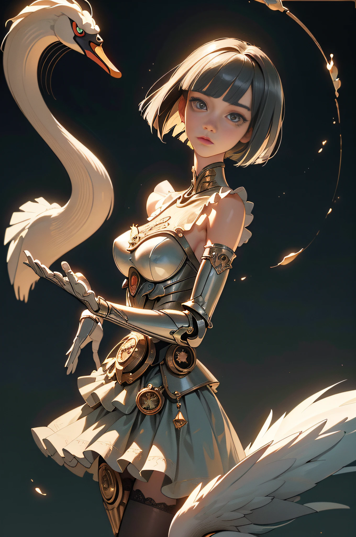 [Detailed illustrations, art based on extremely ideal anatomy, very detailed and detailed drawings, slow and delicate lines, realistic texture expression],((Color tressed main lines)),(Artwork with outstanding craftsmanship),(Western ghost town background),HENTAI ANIME Girl Japanese Beauty 15 years old Skinny (slender) Short bob cut (( Straight cropped bangs)) (AUTOMATON) ((Ballerina)),(Swan) Tutu Dress (Transparent Material) ((Edge)),(Pearlescent),(Steampunk Alchemy),((Fine and Beautiful Skin Expression (Transparency))),((Clear gaze)),((Perfect eye details (Beautifully drawn pupils in every detail))),(Beautiful Perfect Face (Realistic Face Details)),((Beautiful hair details)),(Proportioned and perfect proportions)),(Design built to a high level,(((Advanced structural understanding of materials)),Ideal color coordination),((Artistic decoration)) ((Dense detail)),(Detail,High definition)),[(Ultra-precision detail),((Multi-layered texture)),HighQuality,High Resolution] (Accurate simulation of the interaction between light and materials, understanding of air flow, mechanically correct representation)),((Visual art with a sense of narrative)).
