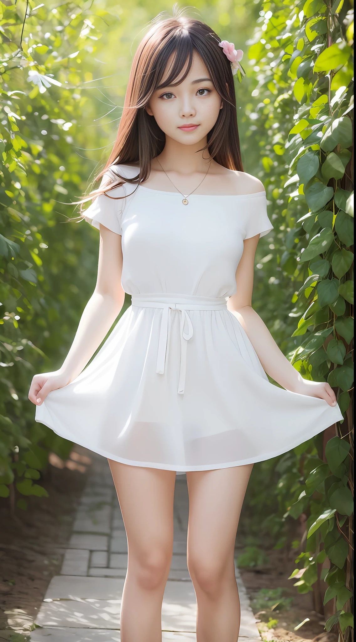 Fresh and simple style, smart and neat scene assistance, with a touch of youthful vitality; A pure and beautiful girl, full body, youthful vitality, beautiful face, beautiful vision, with clear and bright eyes, filling the air with fragrant fragrance.