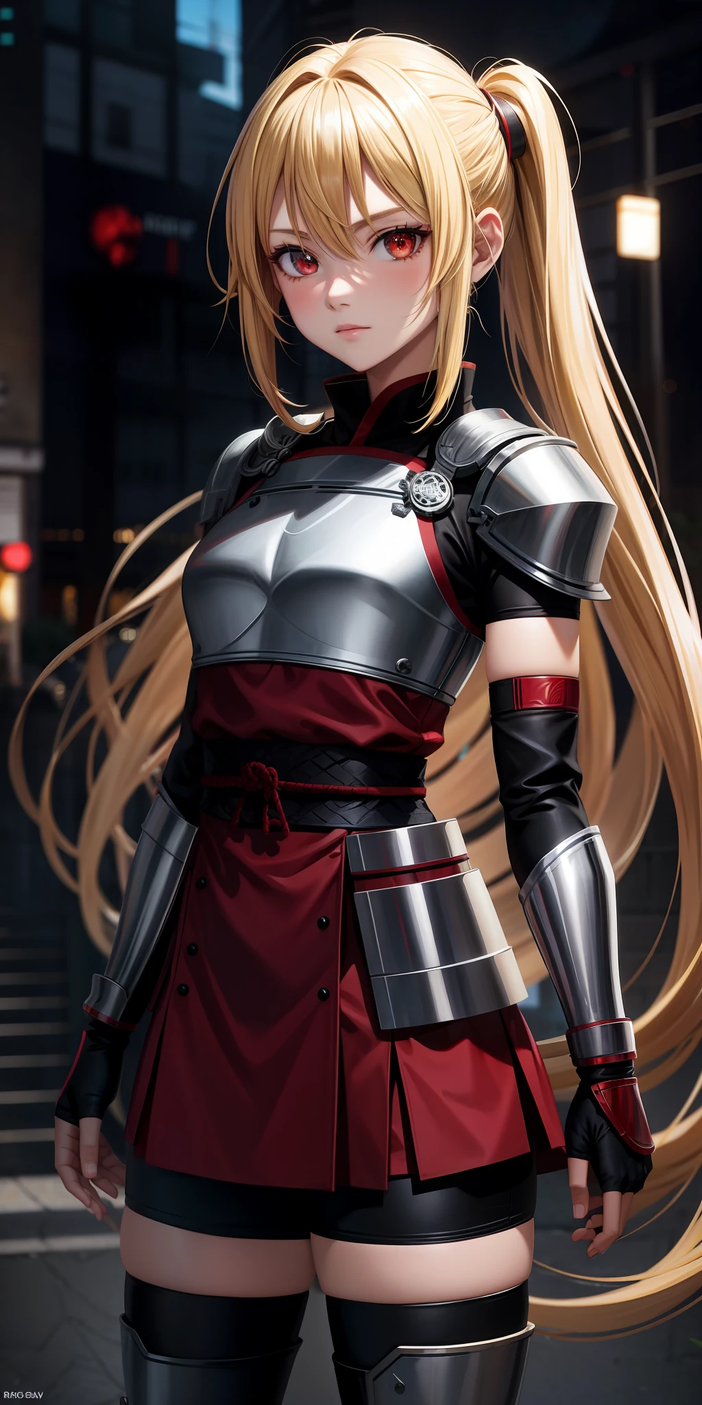 anime, single girl, blonde, red eyes, shinobi