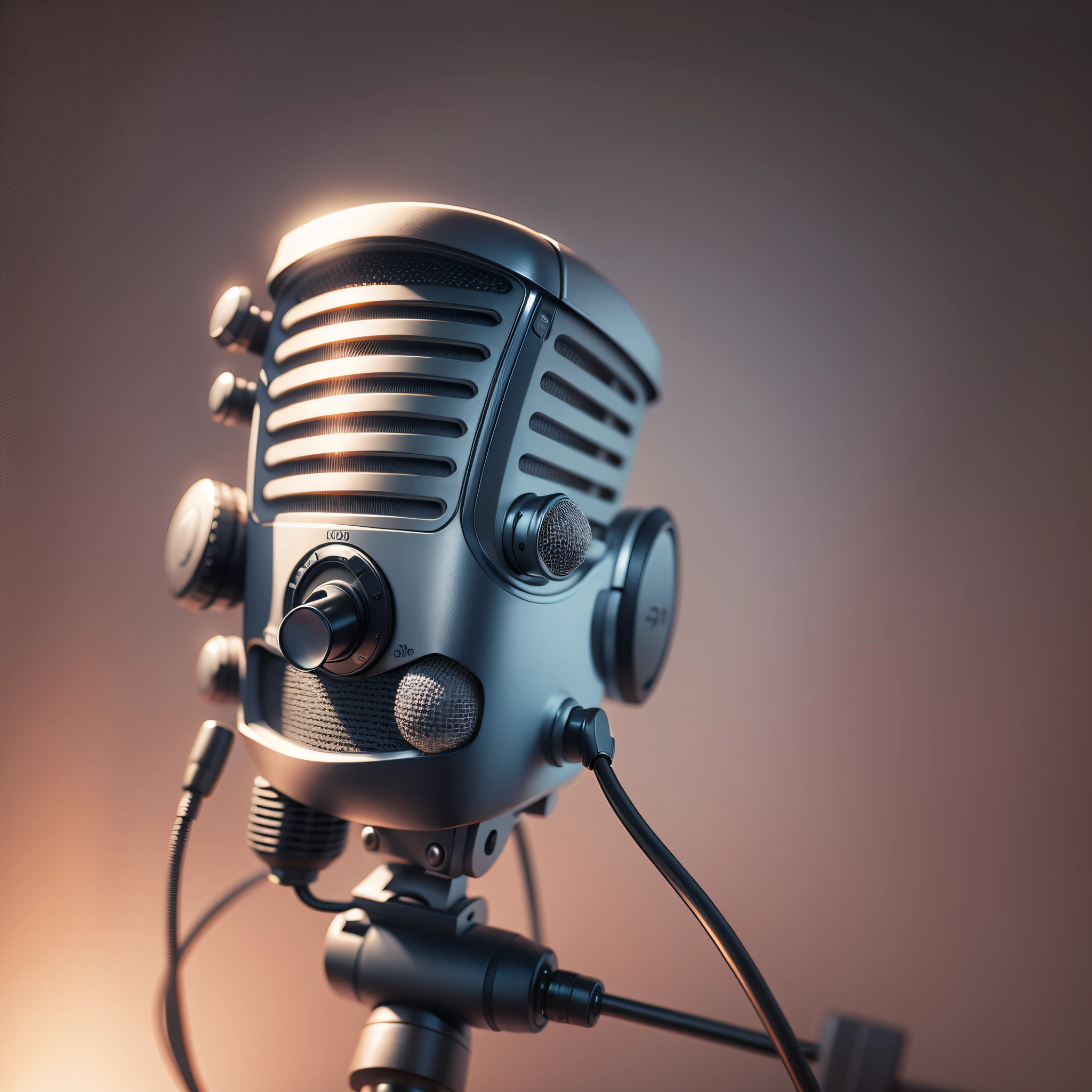 Animated photo of a microphone with face