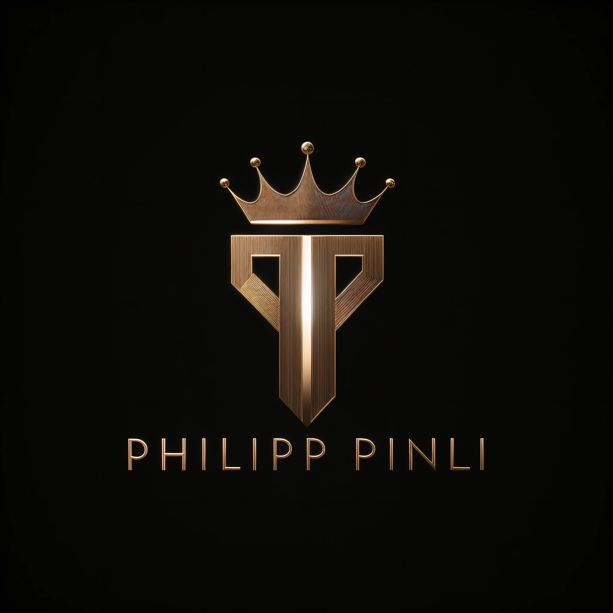 Hyprealist, 8k, High Sharpness logo close-up with crown, Philip Peter Price, Philip A. K D, Pininfarina, Francesco Filippini, Joseph Pisani, Professional Unique Masterpiece, Logo Concept Design, Inspired by Philippe Peter Price, Pablo Carpio, Inspired by Philippe de Corinke, Pit Bull, Logo Design