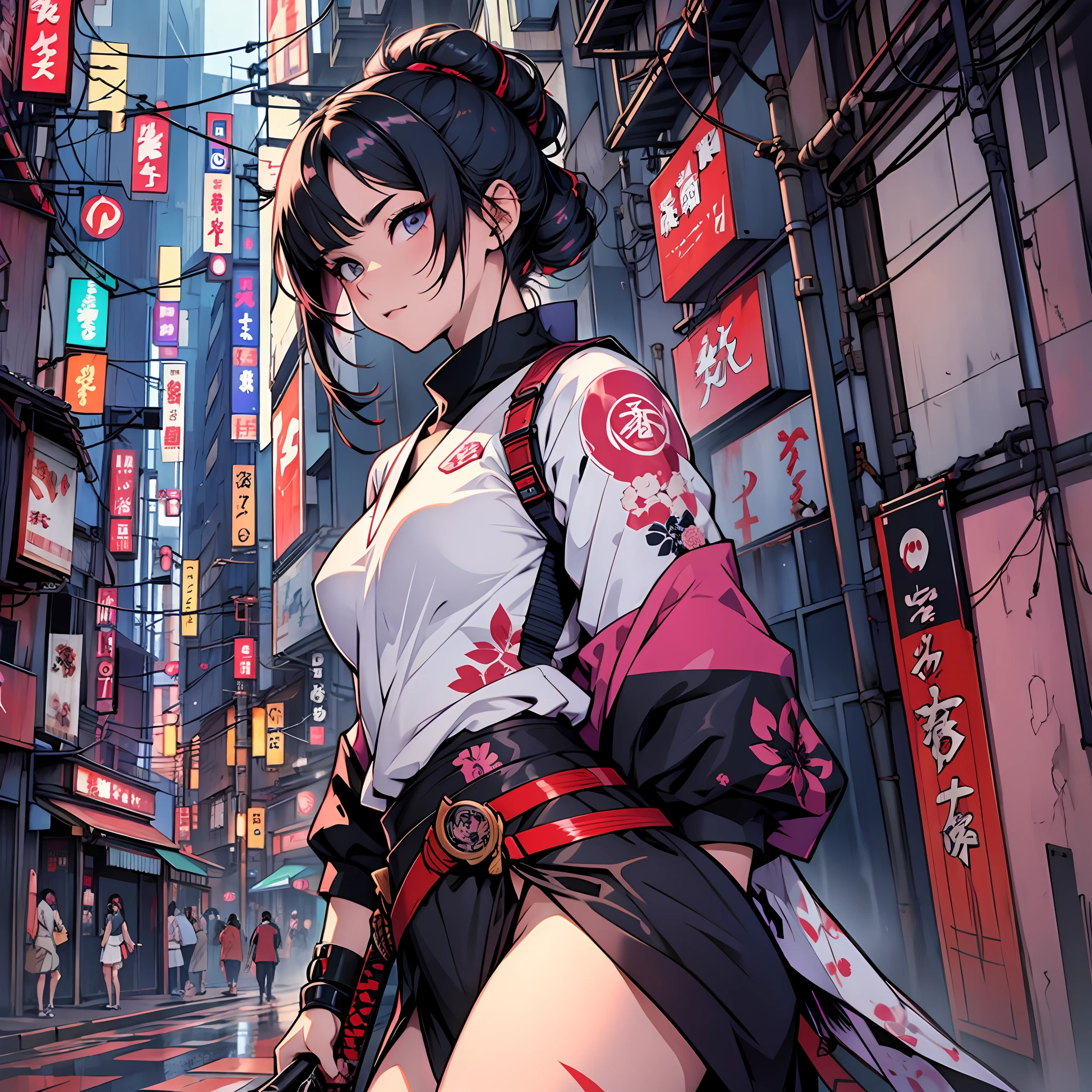 Nekomata Beautiful Girl Japan Cyberpunk Japan Katana --auto --s2