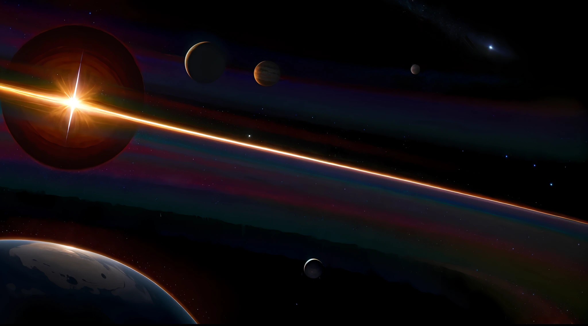 ((REAL))), ((MASTER))), ((BEST QUALITY)), ULTRA-DETAILED CG Unity 8k wallpapers, incredibly detailed and beautiful illustrations, floating, high resolution, dynamic, dark black background, stellar space, big white shining stars, colorful planets in the cosmic maelstrom