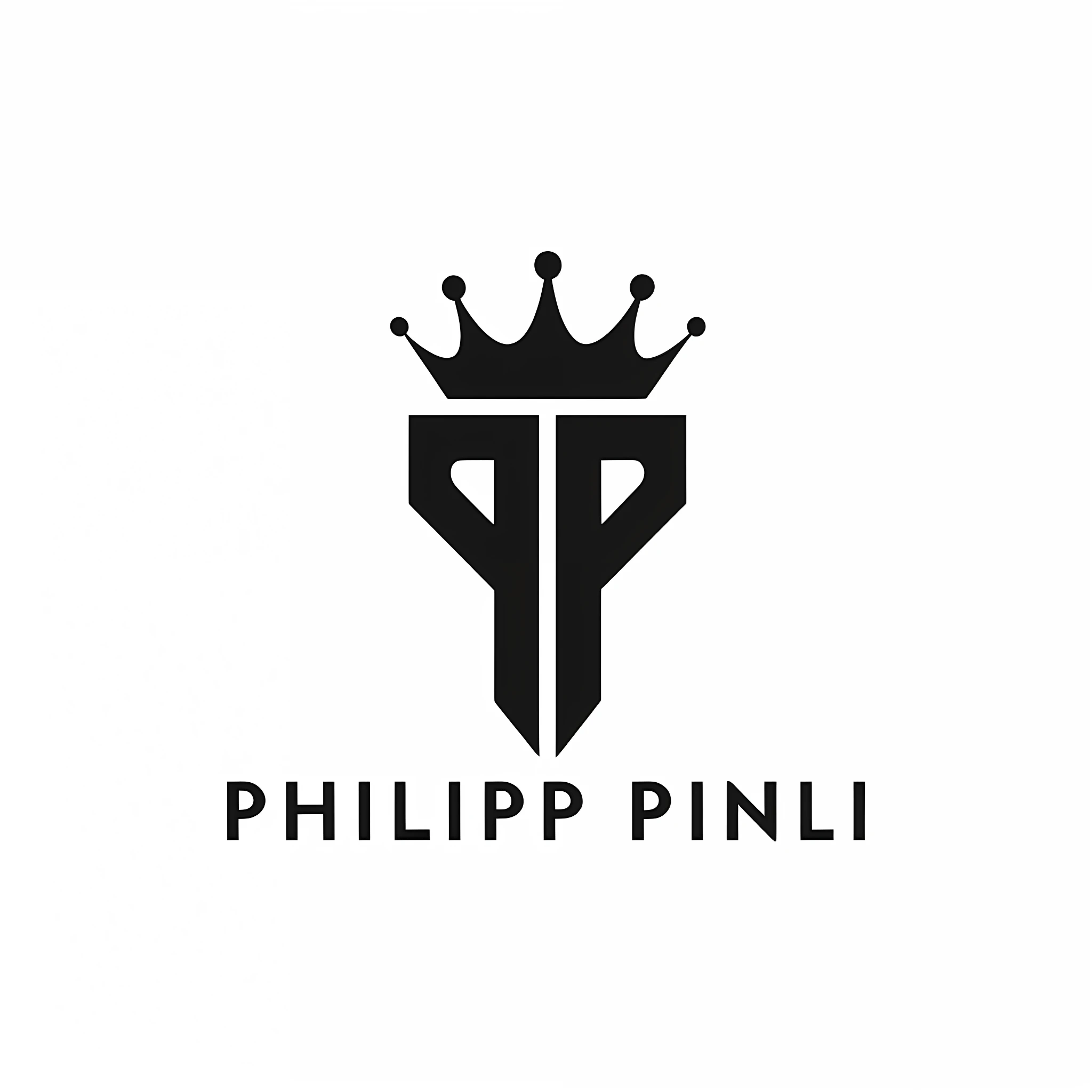 Gold, straight lines, lines without curves, hyprealist, 8k, high sharpness A black and white logo with a crown, Giuseppe Dangelico Pino, Pininfarina, minimalist logo, Philippe S. K D, inspired by Philippe de Corinke, Philippe Peter Price, solid color background, Fritz Puenpin, inspired by Francesco Filippini, inspired by Philippe Peter Price, round logo, logo design, simple logo