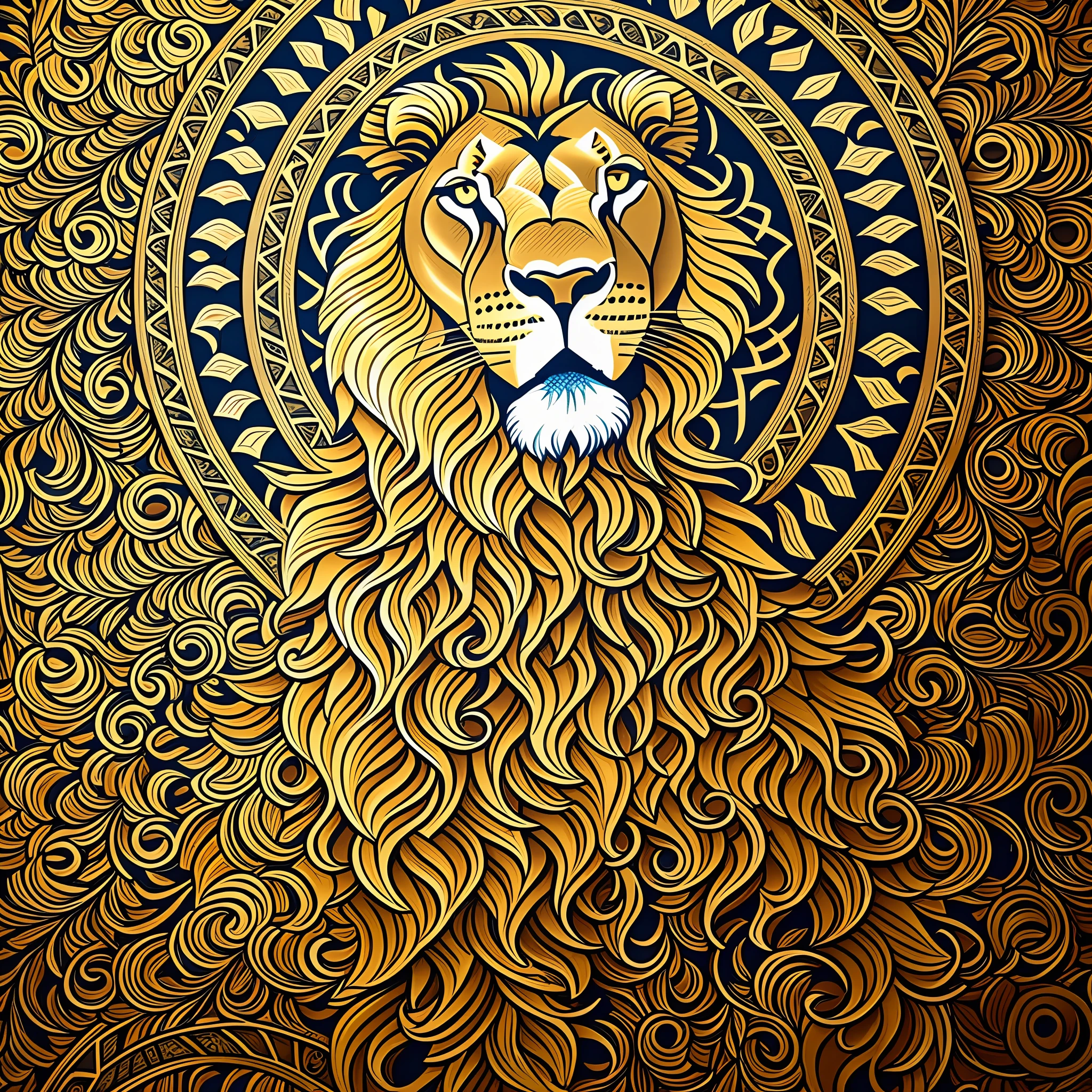 1lion, intricate details, Brazilian flora