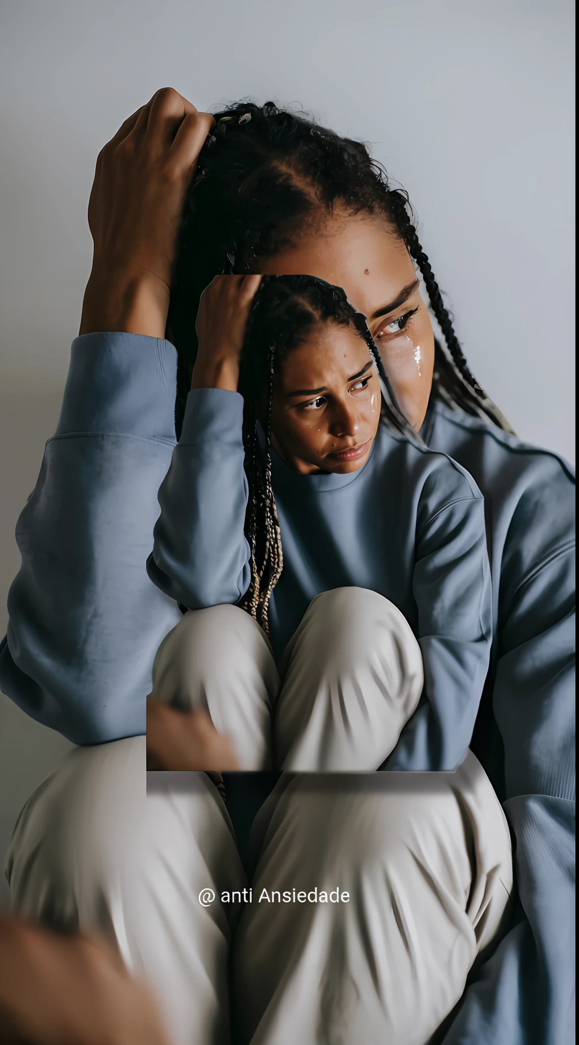 there is a woman sitting on a couch with her head in her hands, woman holding another woman, woman crying, depressed sad expression, emotional pain, photo of a black woman, crying and reaching with her arm, emotional picture, struggling, with a sad expression, portrait of depressed teen, extremely emotional, looking sad, sad expression, what depression looks like, comforting