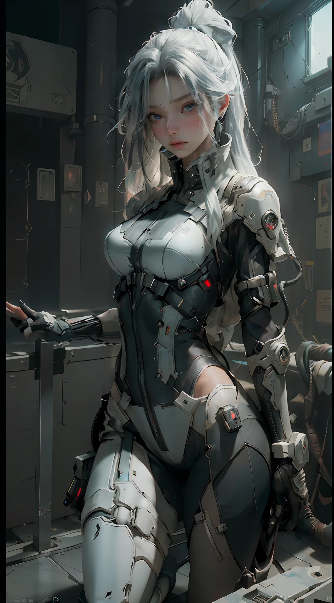 ((Best Quality)), (Masterpiece)), (Details:1.4), 3D, Beautiful Cyberpunk Woman Image,HDR (High Dynamic Range),Ray Tracing,NVIDIA RTX,Super Resolution,Unreal 5,Subsurface Scattering,PBR Texturing,Post-Processing,Anisotropic Filtering,Depth of Field,Maximum Clarity and Sharpness, Multilayer Textures, Albedo and Specular Maps, Surface Shading, Accurate Simulation of Light-Material Interactions, Perfect Proportions, Octane Rendering, Two-Tone Lighting, Wide Aperture, Low ISO, White Balance, Rule of Thirds, 8K RAW, Precise iris depiction, looking at the viewer with a calm and goddess-like happiness, Super beautiful background drawn by WLOP