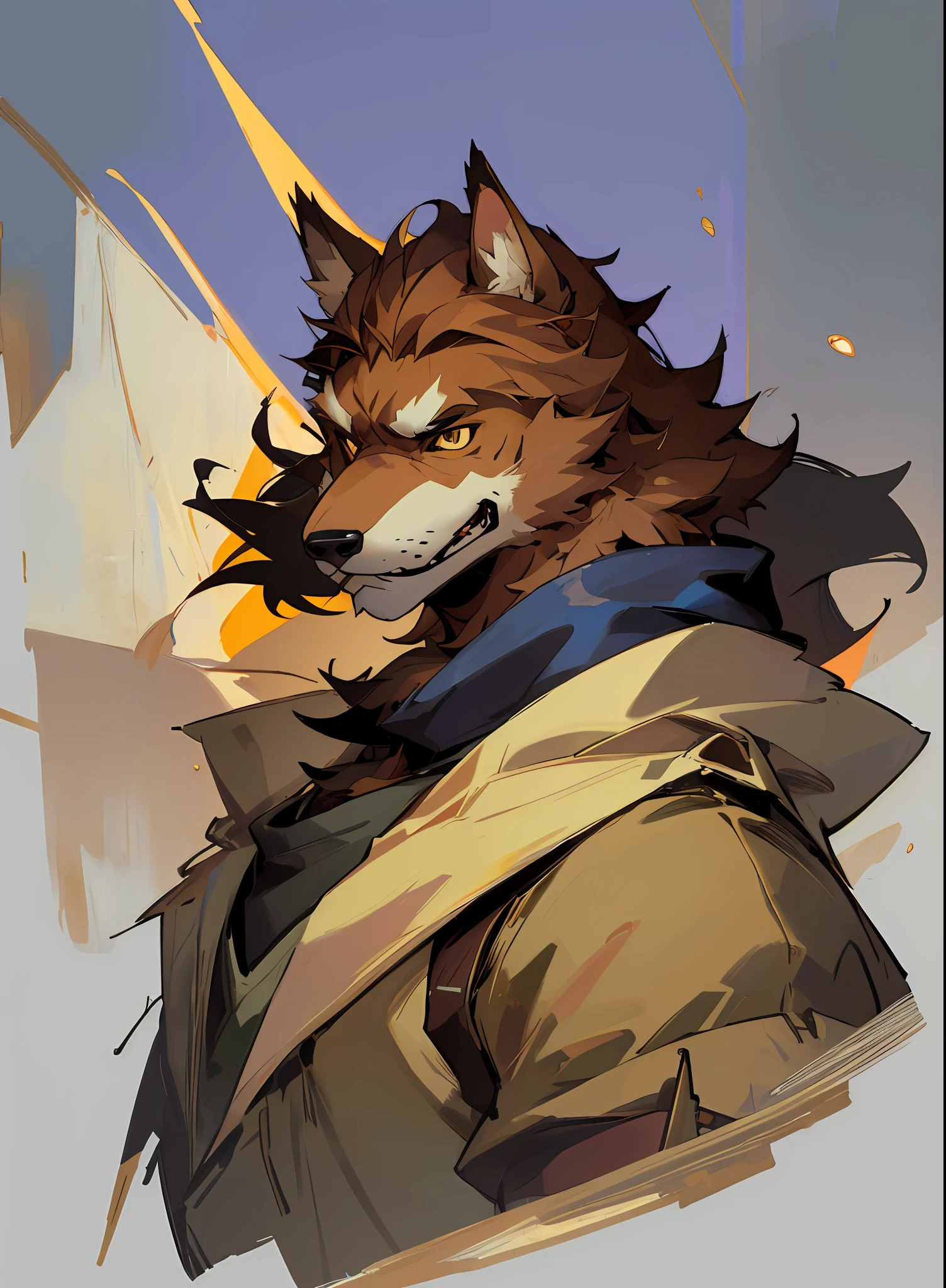 man with a dog mask on his head, brown fur, caramel, drooping ears, closed expression, a character portrait inspired by Caspar Wolf, trend in deviantart, furry art, furry chest, furry fursona, furry character, furry body, furry neck a