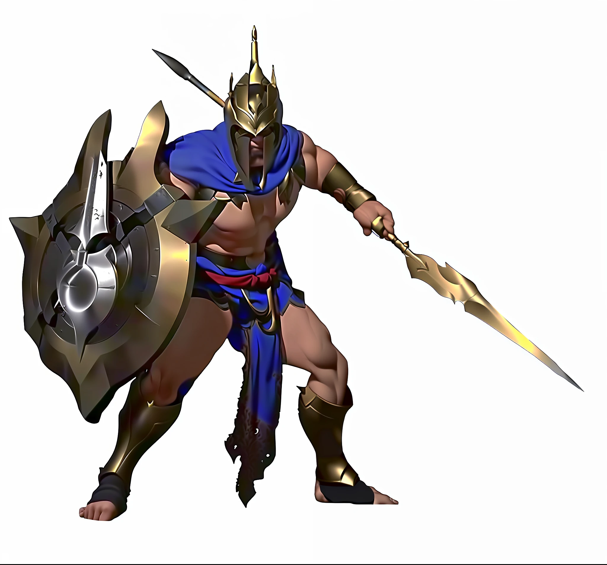 Close-up of a man with a sword and shield, no chinoiserie, Ares in heavy armor and sword, picture of adult male warrior, male warrior, concept art of warrior, Greek god in mecha style, minotaur in ancient armor, fighter with shield and sword, Spartan, Atlantean warrior, Ares, legendary god with spear, man with spear