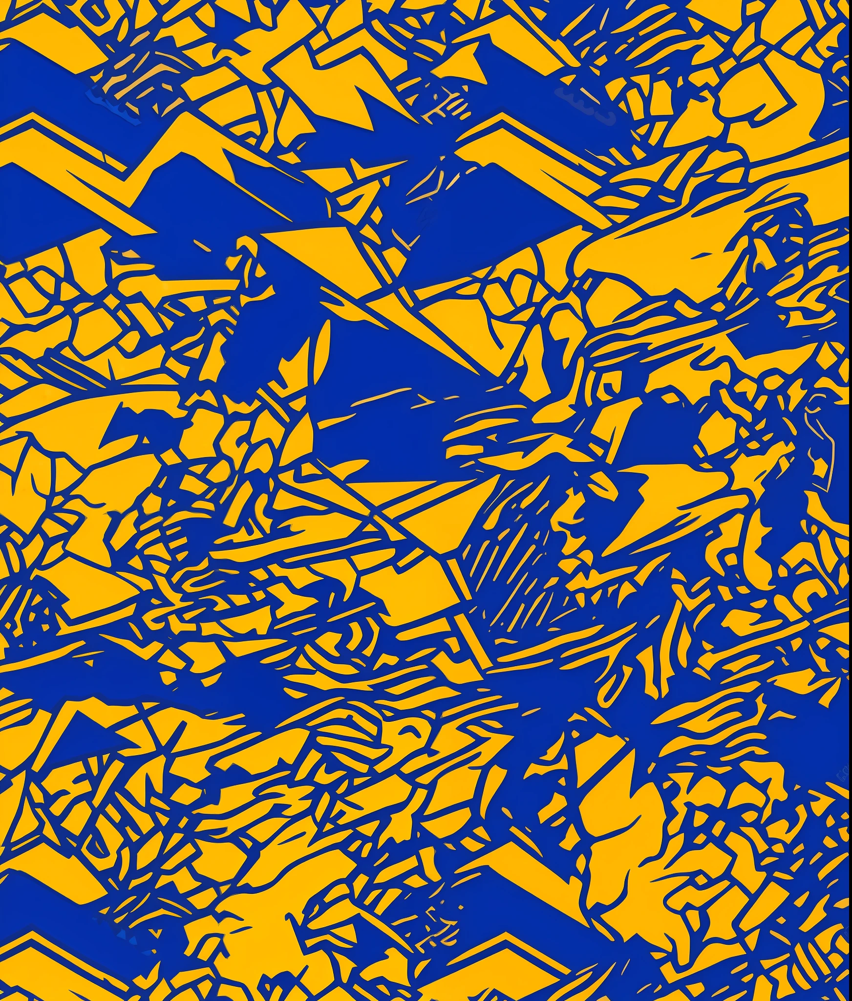 abstract image composed of geometric patterns. The patterns include straight lines, triangles and angular shapes, creating a dynamic and contemporary composition. The colors used are vibrant, such as shades of blue, red and yellow, adding energy and style to the print. This print is perfect for men who appreciate abstract art and desire a modern and sophisticated look, colorful, vintage style, (T-shirt design), realistic volumetric light of masterpiece