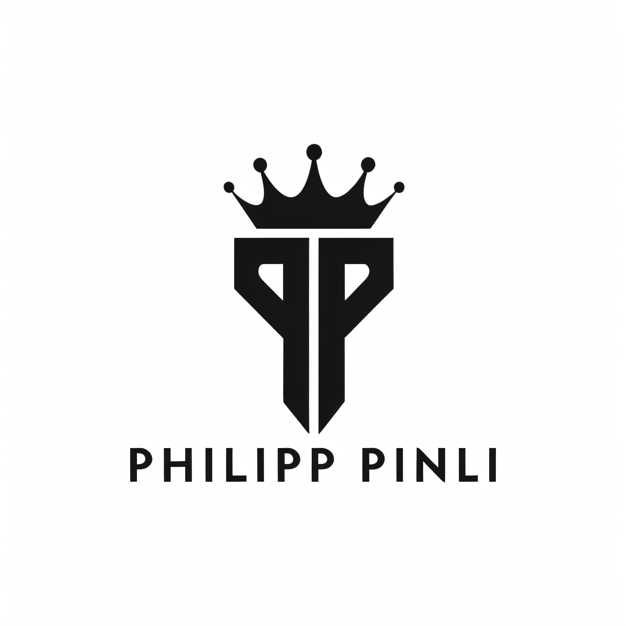 Gold, straight lines, lines without curves, hyprealist, 8k, high sharpness A black and white logo with a crown, Giuseppe Dangelico Pino, Pininfarina, minimalist logo, Philippe S. K D, inspired by Philippe de Corinke, Philippe Peter Price, solid color background, Fritz Puenpin, inspired by Francesco Filippini, inspired by Philippe Peter Price, round logo, logo design, simple logo