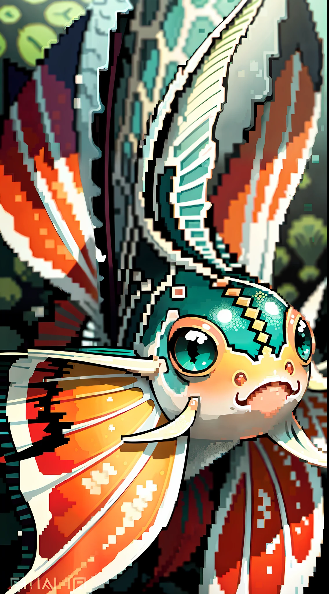 Zoom in on a single Pterophyllum fish named Wanda as it gracefully swims through a vibrant underwater world. Wanda's body is adorned with striking zebra-like stripes in contrasting black and white, creating a captivating visual pattern. The water surrounding Wanda is teeming with live algae and anemones, adding to the lively atmosphere. As the camera focuses on Wanda, the intricate details of its sleek body and delicate fins become prominent, showcasing its elegance and beauty. The image captures a close-up view of Wanda, allowing the viewer to appreciate the mesmerizing textures and colors of the fish up close. This detailed macro photograph is taken with a high-resolution camera and a specialized macro lens, ensuring every intricate detail is vividly portrayed