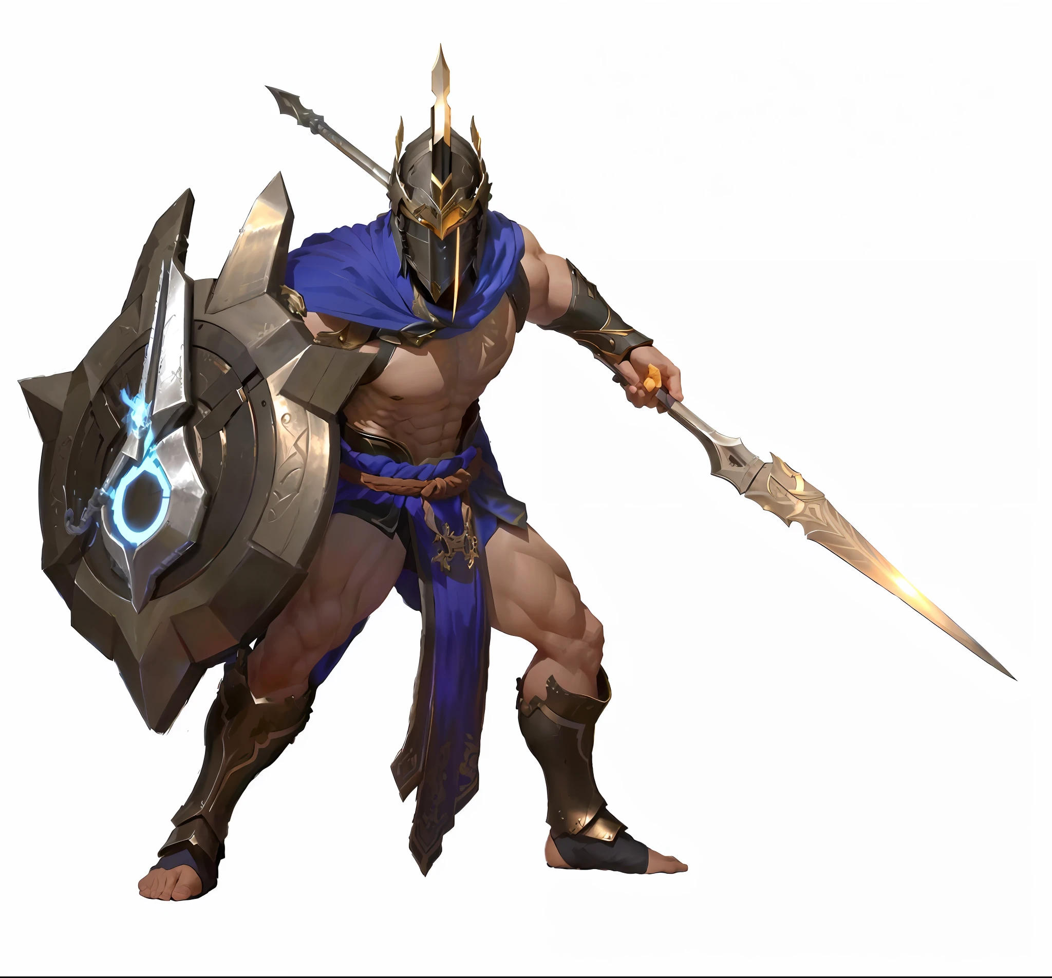 Close-up of a man holding a sword and shield, no chinoiserie, no confusion structure, Ares with heavy armor and sword, pictures of adult male warriors, male warriors, warrior concept art, Greek god in mecha style, shield and swordsman in hand, minotaur in ancient armor, Spartan, Atlantean warrior, Ares, legendary god holding spear, man with spear