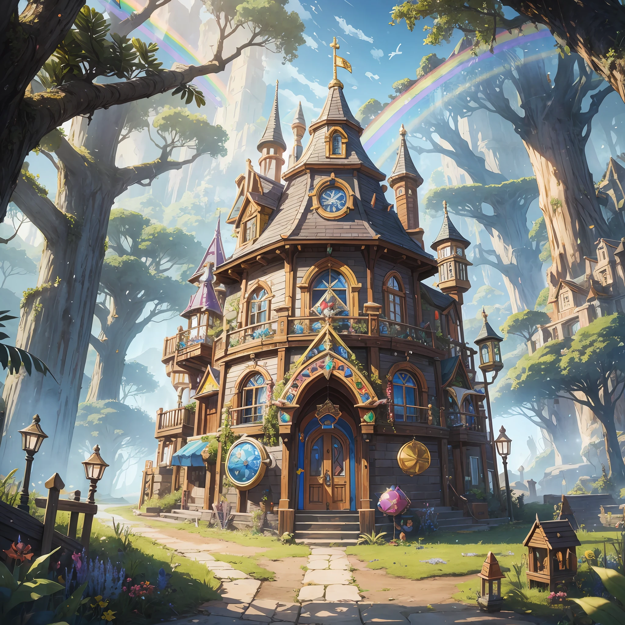 realistic, rainbow, treasure, gnome, enchanted land, complex details, excellent --auto --s2