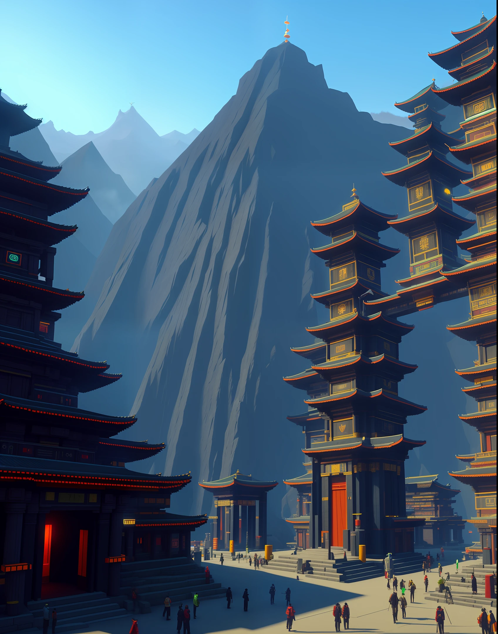 Temple of air nomandes, in a cybernetic city