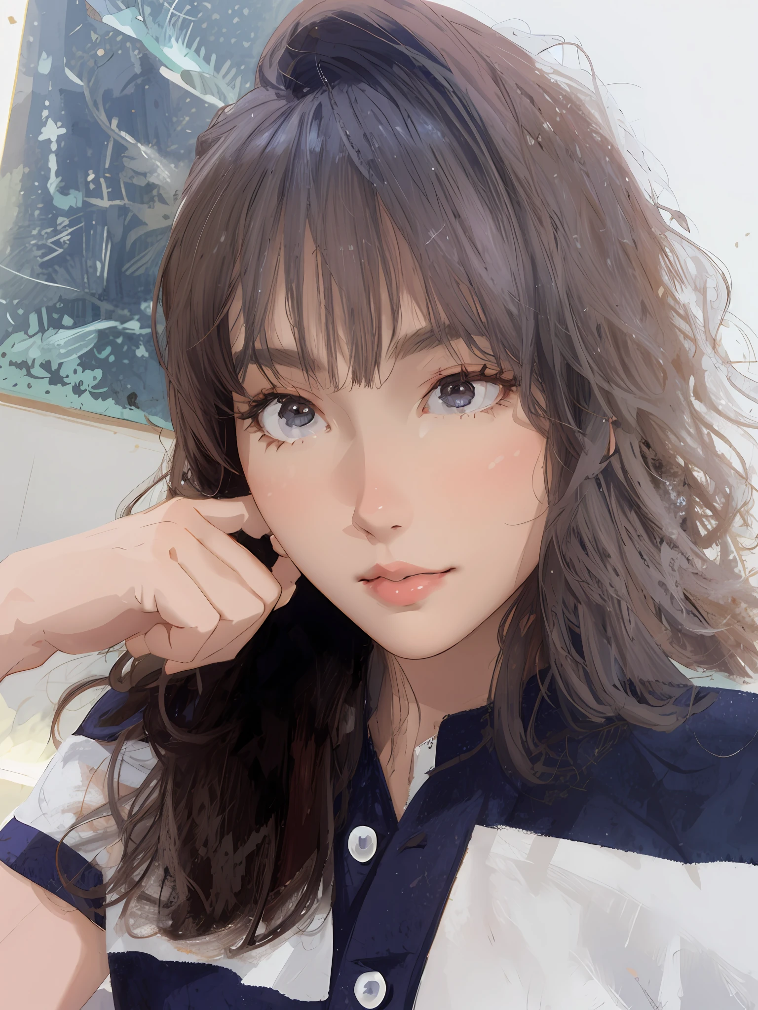 (best quality, masterpiece), highly detailed, 8k, (colorful), (bright colors), soft color, soft light, artstation sample, soft edges, young spirit, illustration, floral patterns, cinematic lighting,
lavender background, detailed background, natural background, flowery field in the background, sunlight, carefree, beautiful detailed eyes, dark eyes, beautiful face, black eyes, flowing hair