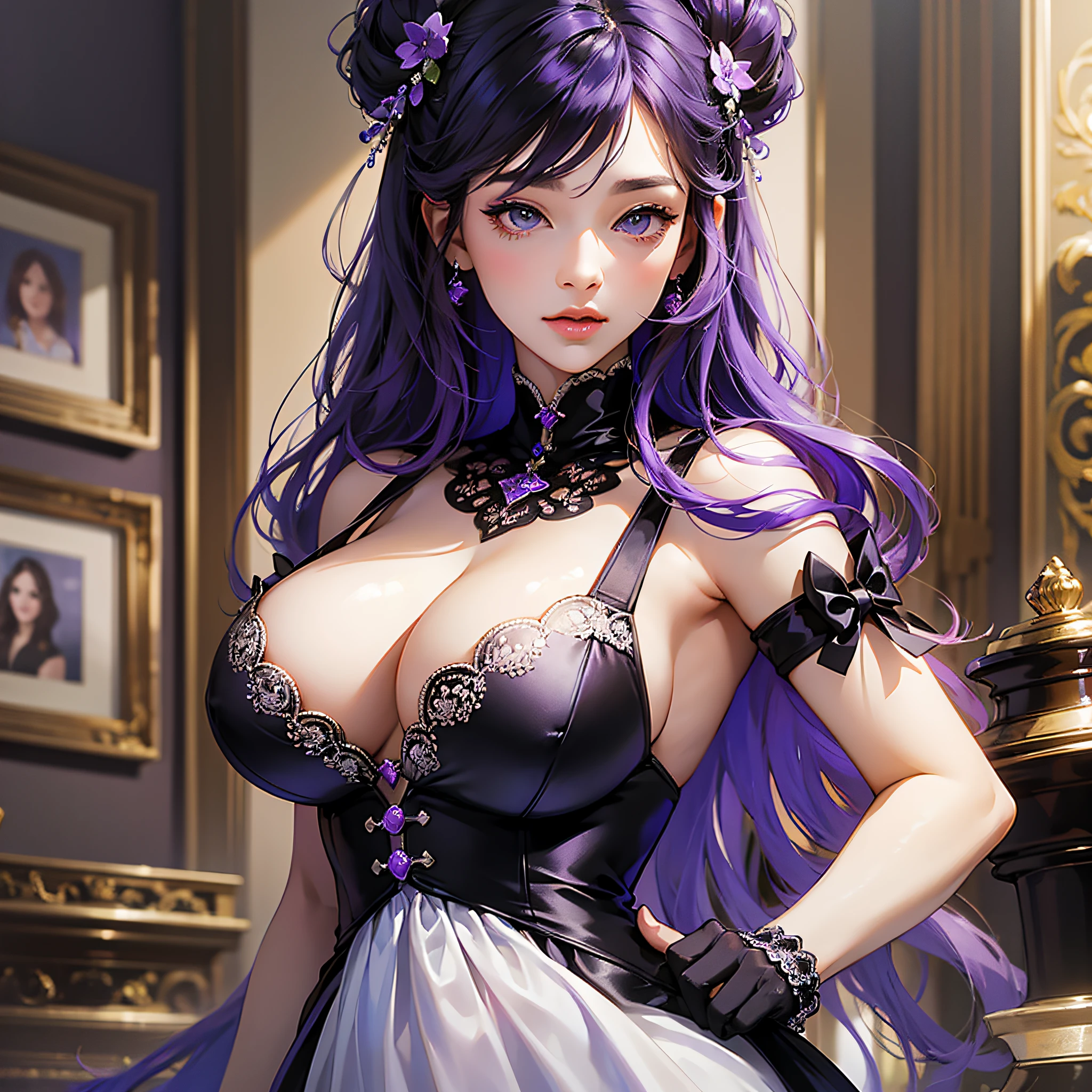 Masterpiece, best quality, superb beauty, 1girl, sexy dress, plump body, purple-black --auto --s2