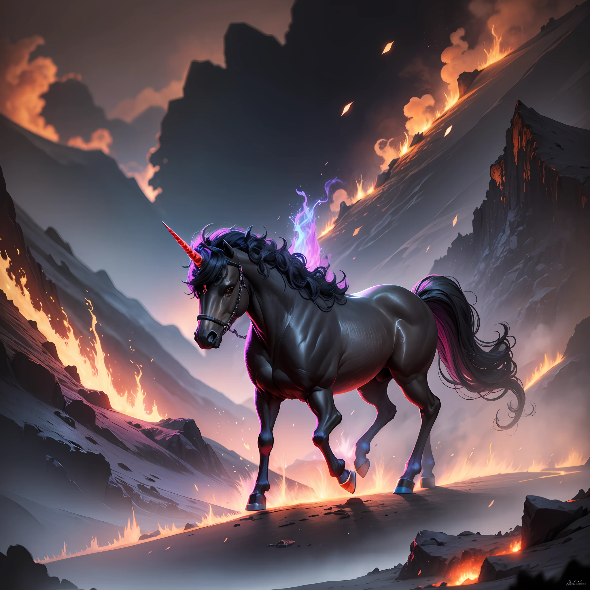 volcanic lava and black unicorn. --auto --s2