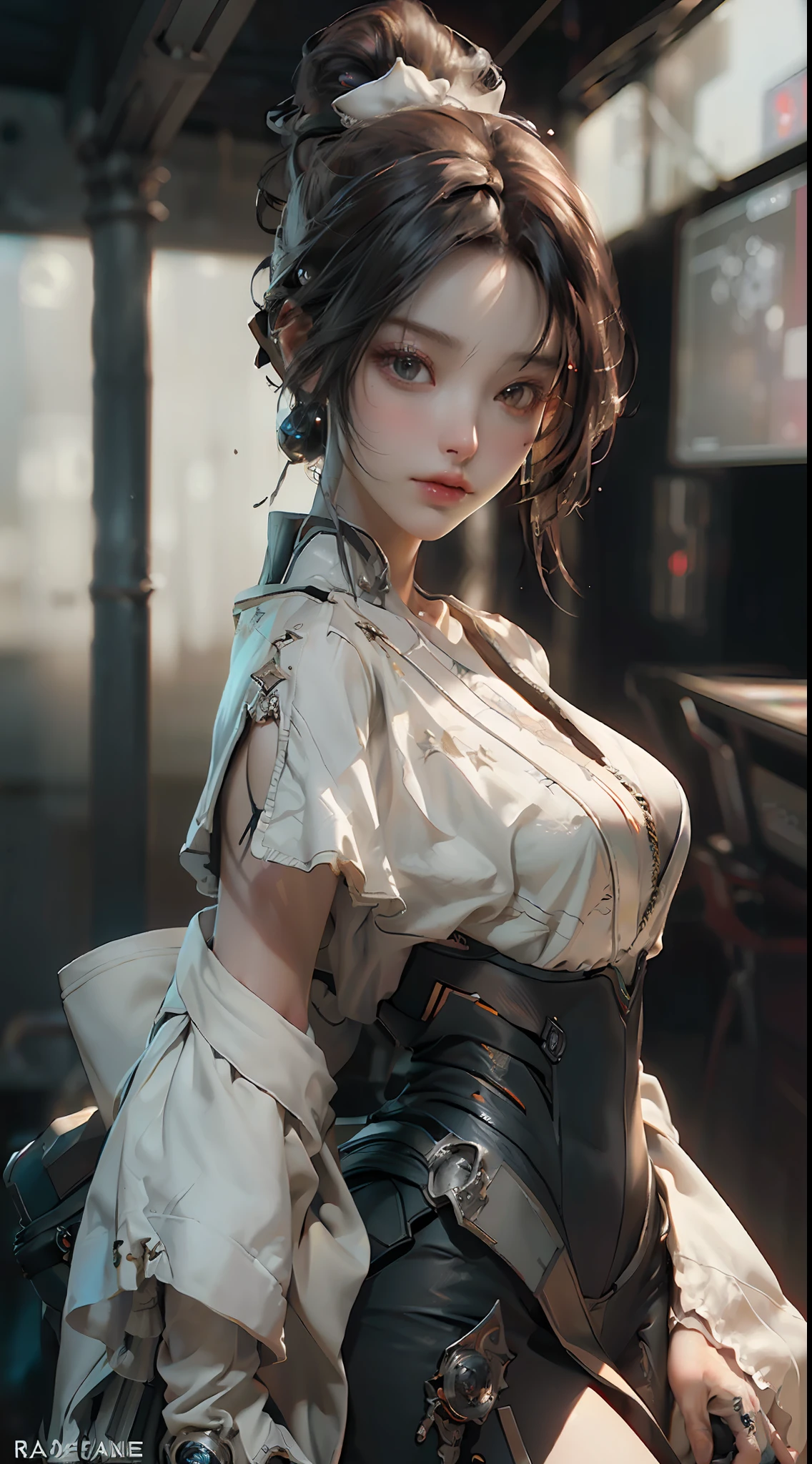 ((Best quality)), ((masterpiece)), (detailed:1.4), 3D, an image of a beautiful cyberpunk female,HDR (High Dynamic Range),Ray Tracing,NVIDIA RTX,Super-Resolution,Unreal 5,Subsurface scattering,PBR Texturing,Post-processing,Anisotropic Filtering,Depth-of-field,Maximum clarity and sharpness,Multi-layered textures,Albedo and Specular maps,Surface shading,Accurate simulation of light-material interaction,Perfect proportions,Octane Render,Two-tone lighting,Wide aperture,Low ISO,White balance,Rule of thirds,8K RAW,