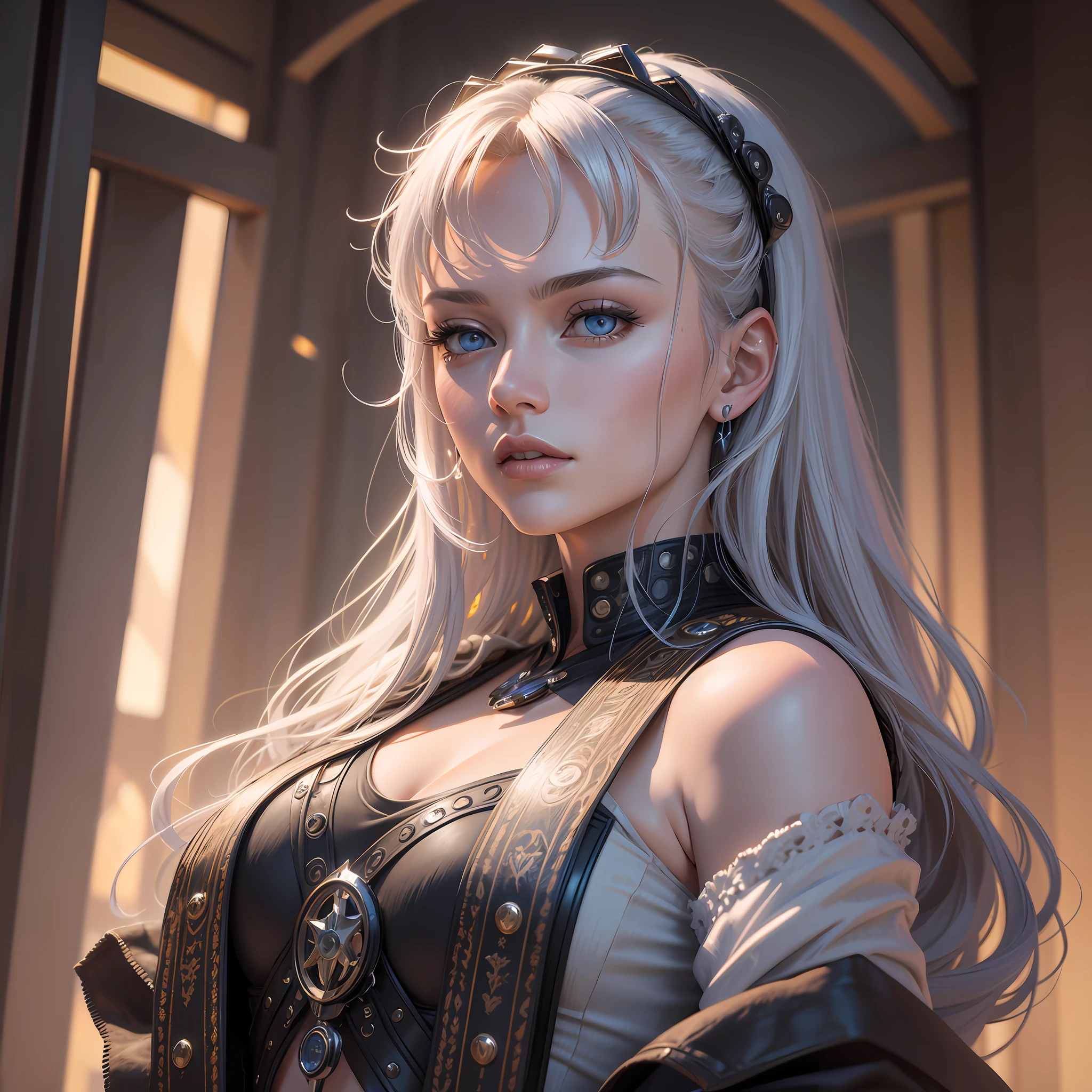 blond woman with blue eyes and a leather outfit posing for a picture, 2. 5 d cgi anime fantasy artwork, stunning character art, epic fantasy art portrait, detailed digital anime art, fantasy concept art portrait, 8k high quality detailed art, detailed portrait of anime girl, artwork in the style of guweiz, epic exquisite character art, fanart best artstation