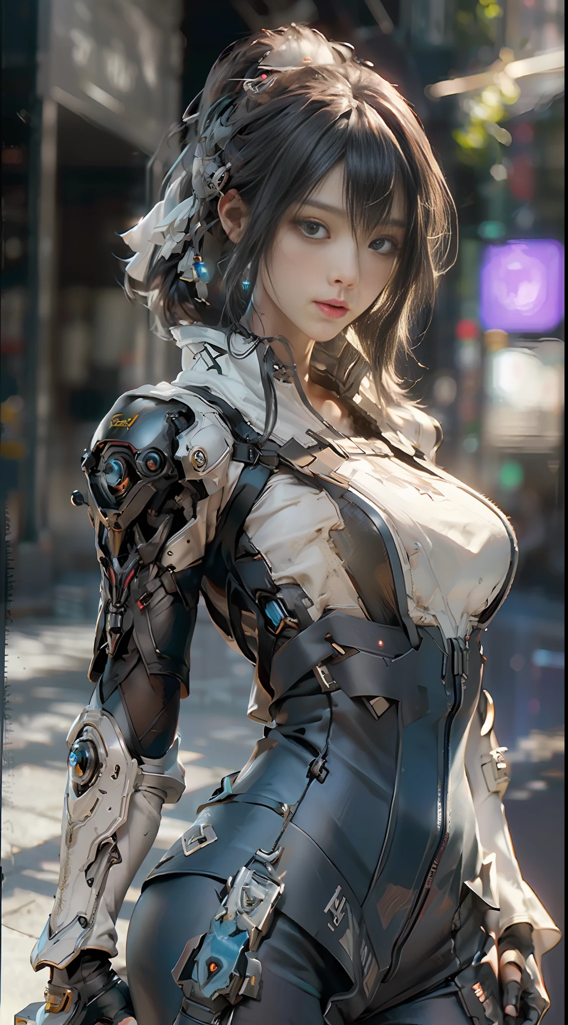 ((Best quality)), ((masterpiece)), (detailed:1.4), 3D, an image of a beautiful cyberpunk female,HDR (High Dynamic Range),Ray Tracing,NVIDIA RTX,Super-Resolution,Unreal 5,Subsurface scattering,PBR Texturing,Post-processing,Anisotropic Filtering,Depth-of-field,Maximum clarity and sharpness,Multi-layered textures,Albedo and Specular maps,Surface shading,Accurate simulation of light-material interaction,Perfect proportions,Octane Render,Two-tone lighting,Wide aperture,Low ISO,White balance,Rule of thirds,8K RAW,