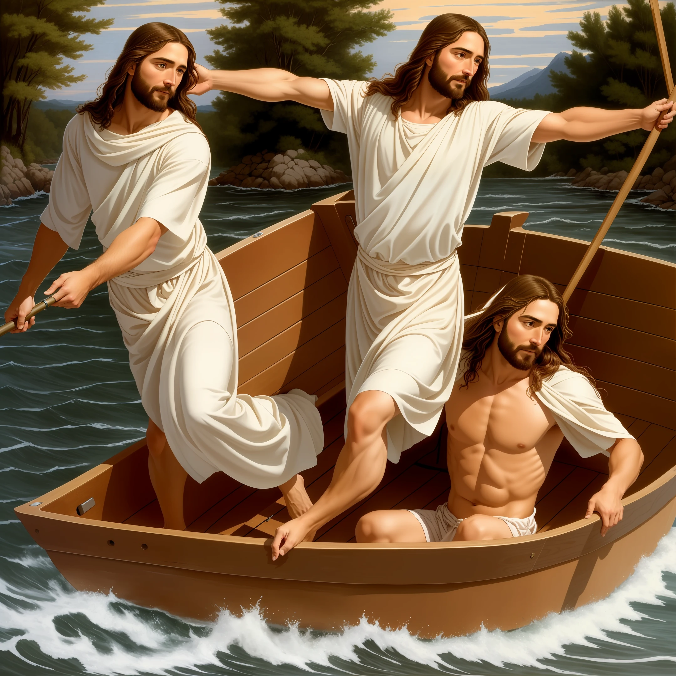 Jesus getting out of the boat