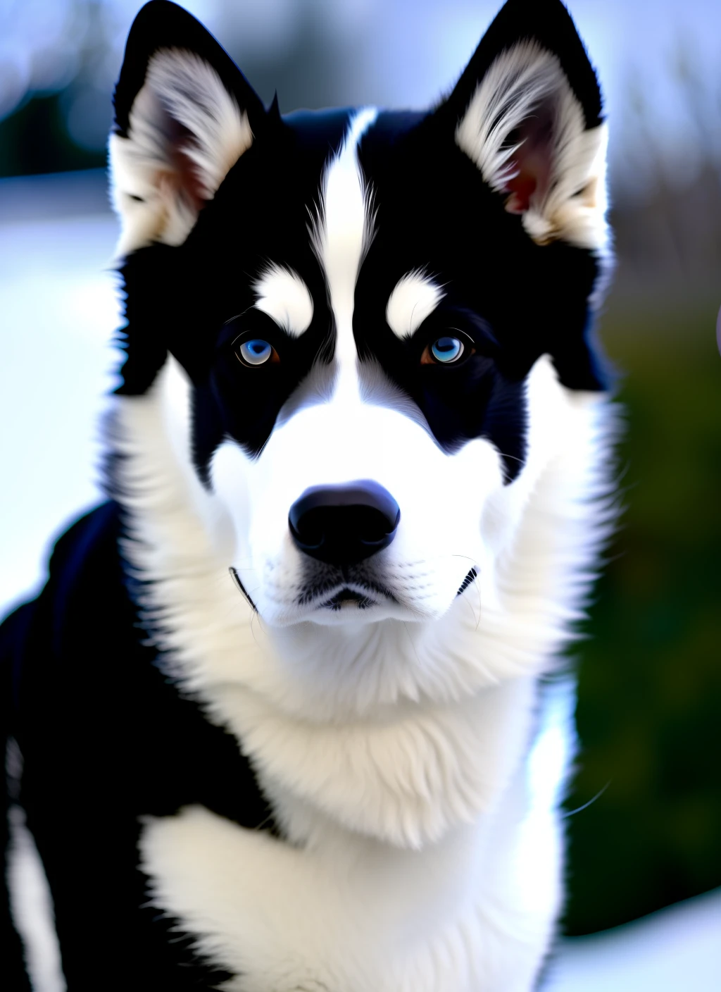 Black and white Siberian Husky
