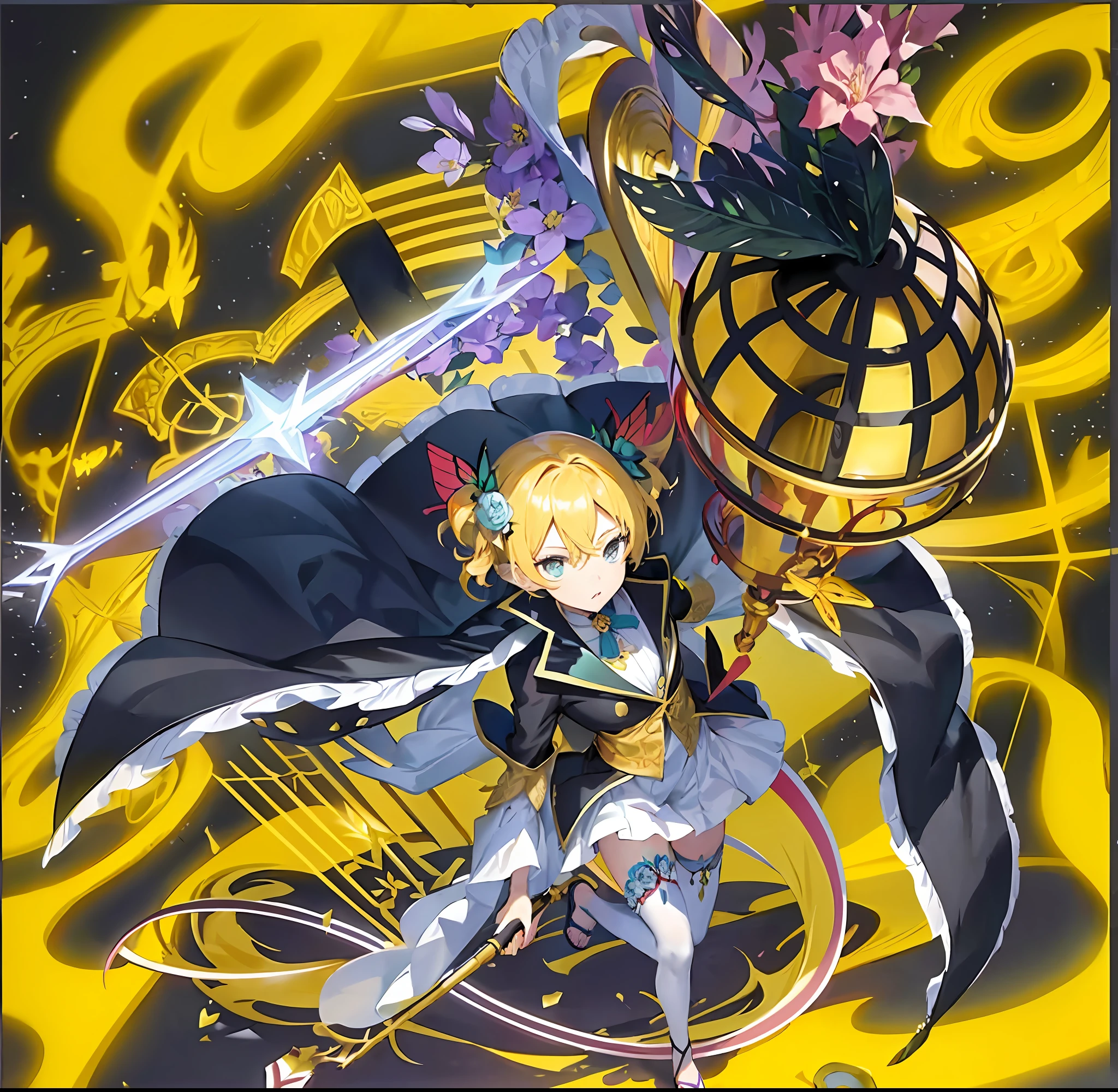 (Golden Ratio: 1.2), (Rose Graffiti: 1.2), (Fault Color: 1.3), [(White Background: 1.4): : 10], (Full Body: 1.2), (Ultra Fine: 1.3), (Tarot: 1.6), (Magician (Tarot): 1.6), (Paper: 1.2), (Leprechaun: 1.6), (Fairy Wings: 1.2), Full Body, Hanging, (Cool: 1.2), (Red Long Hair), (Butterfly Hair Ornament), (Flower Hair Ornament: 1.0), (Sandals, Pendants )), (Colorful cocktail dress: 1.0) + (Loose sleeve jacket: 1.3) + (Fluttering colored tassels and ribbons: 1.2), (White stockings: 1.2), (Colored ink paper flowers: 1.2), (Colorful flowers: 1.3), (Chaotic geometry: 1.3), (Negative space: 0.8), (Artboard: 1.3), (Ethernet ink flow: 1.3)