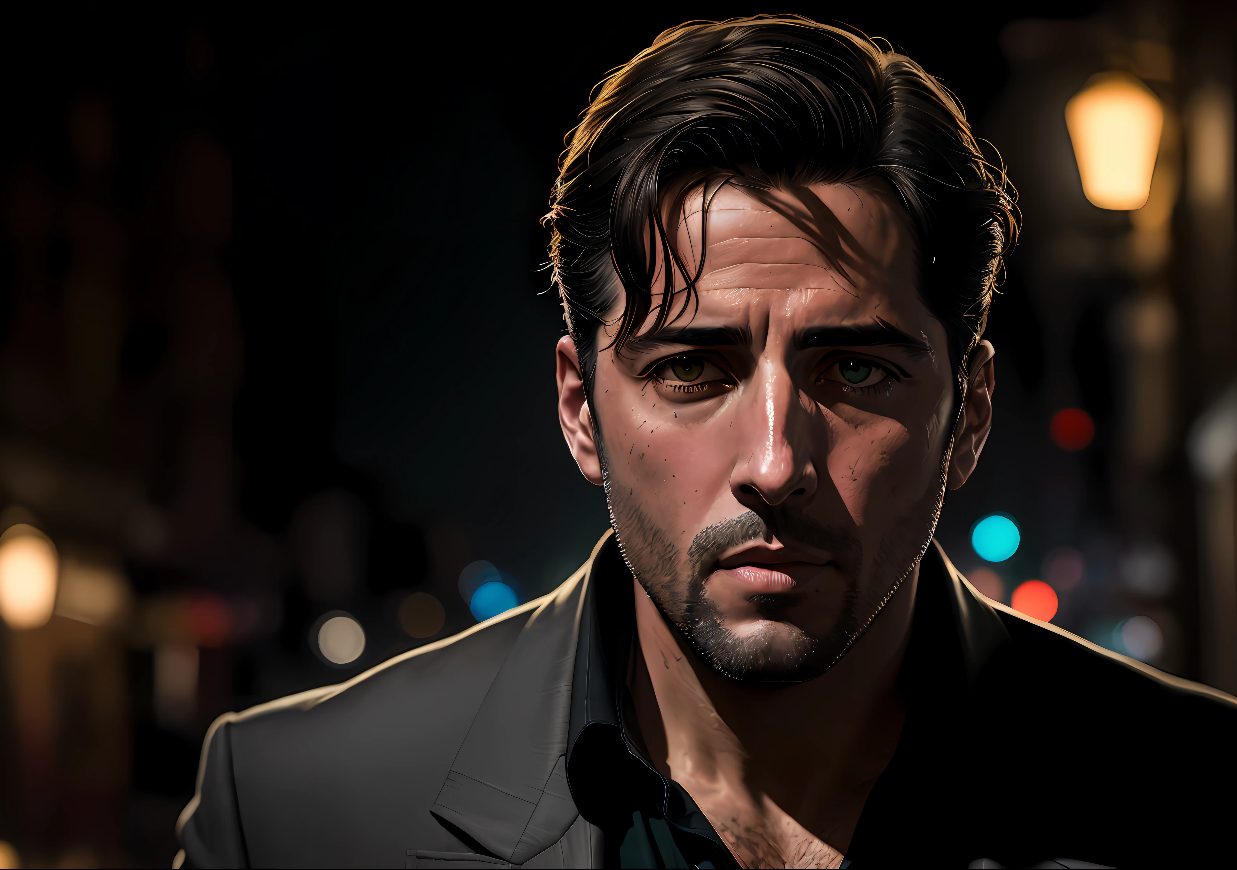 Scarface michael corleone 35 years old with cigarette in hand Dark photo: realistic epic, portrait of, green eyes of Atey Ghailan, of Greg Rutkowski, of Greg Tocchini, of James Gilleard, of Joe Fenton, of Kaethe Butcher, yellow gradient, black, brown and magenta color scheme, grunge aesthetic!!! Graffiti brand wall background, art by Greg Rutkowski and Artgerm, soft cinematic light, Adobe Lightroom, Photo Lab, HDR, intricate, highly detailed, (depth of field: 1.4), faded, (neutral colors: 1.2), (HDR: 1.4), (soft colors:1.2), hyperdetailed, (Artstation:1.4), cinematic, warm lights, dramatic light, (intricate details:1.1), complex background, (Rutkowski:0.66), (blue and orange:0.4)