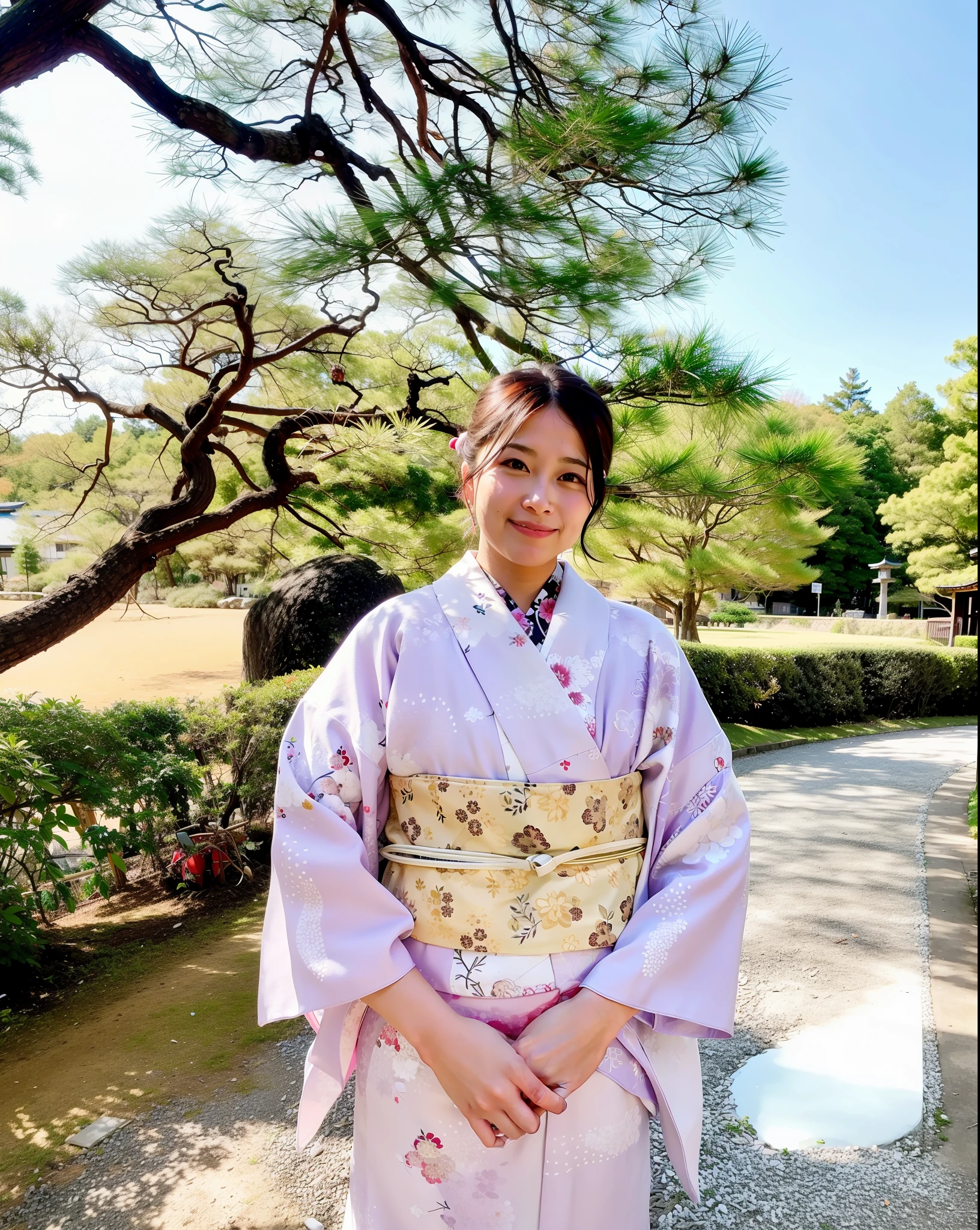 araffe dressed in a kimono standing in a park, in kimono, wearing royal kimono, in a kimono, pale and coloured kimono, wearing a haori, wearing kimono, wearing a kimono, wearing a colorful yukata, traditional japanese, kimono, japanese kimono, classy yukata clothing, japanese clothes, misato katsuragi, sakimichan