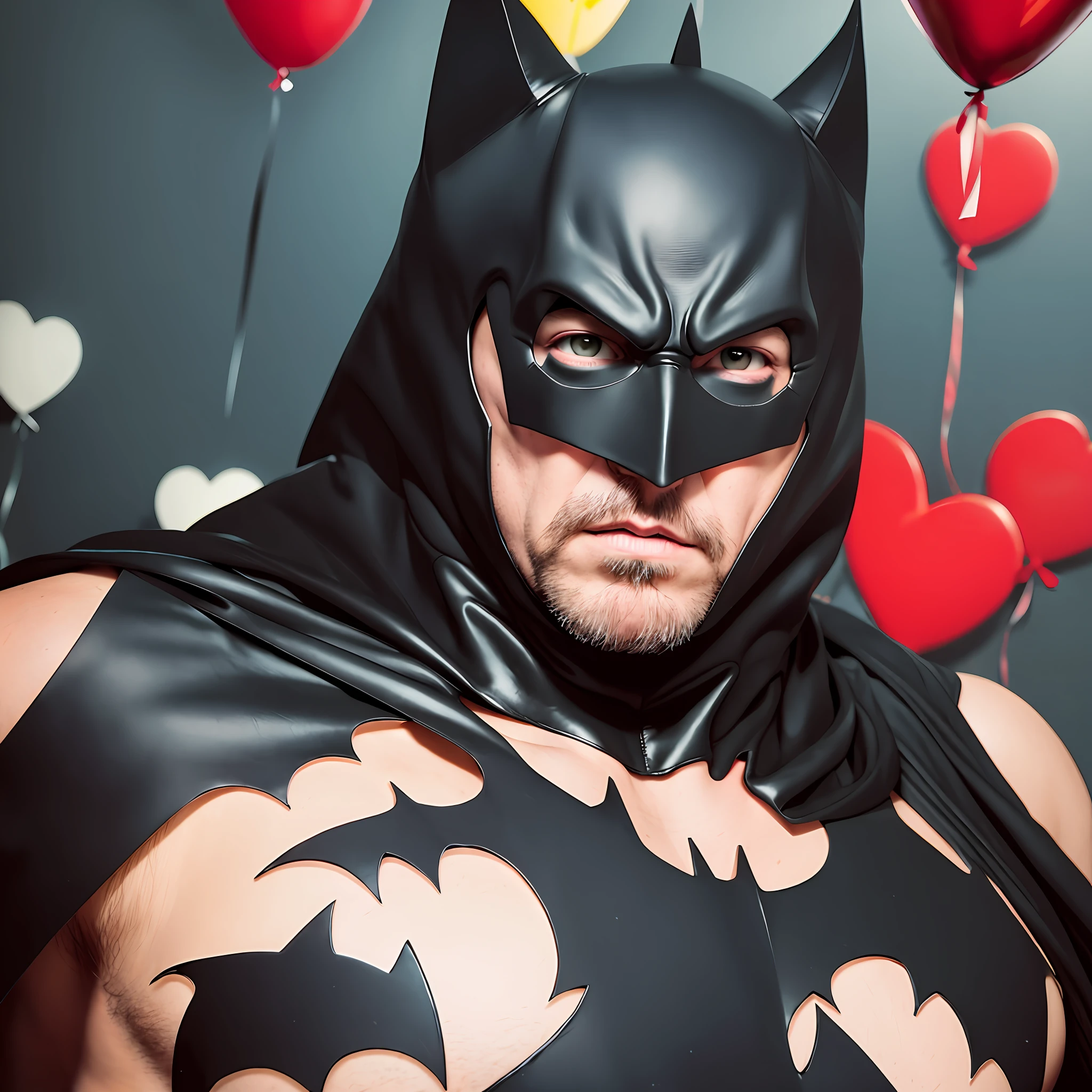 batman with a heart balloon in his hand, batman eating pizza, batman, anigirl batman, from movie batman, angry batman, in batman comics, portrait of batman, fat batman, the batman, batman portrait, inspired by Chip Zdarsky, inspired by Alfred Janes, gotham, digitally colored, batman as a zombie, david spade as batman