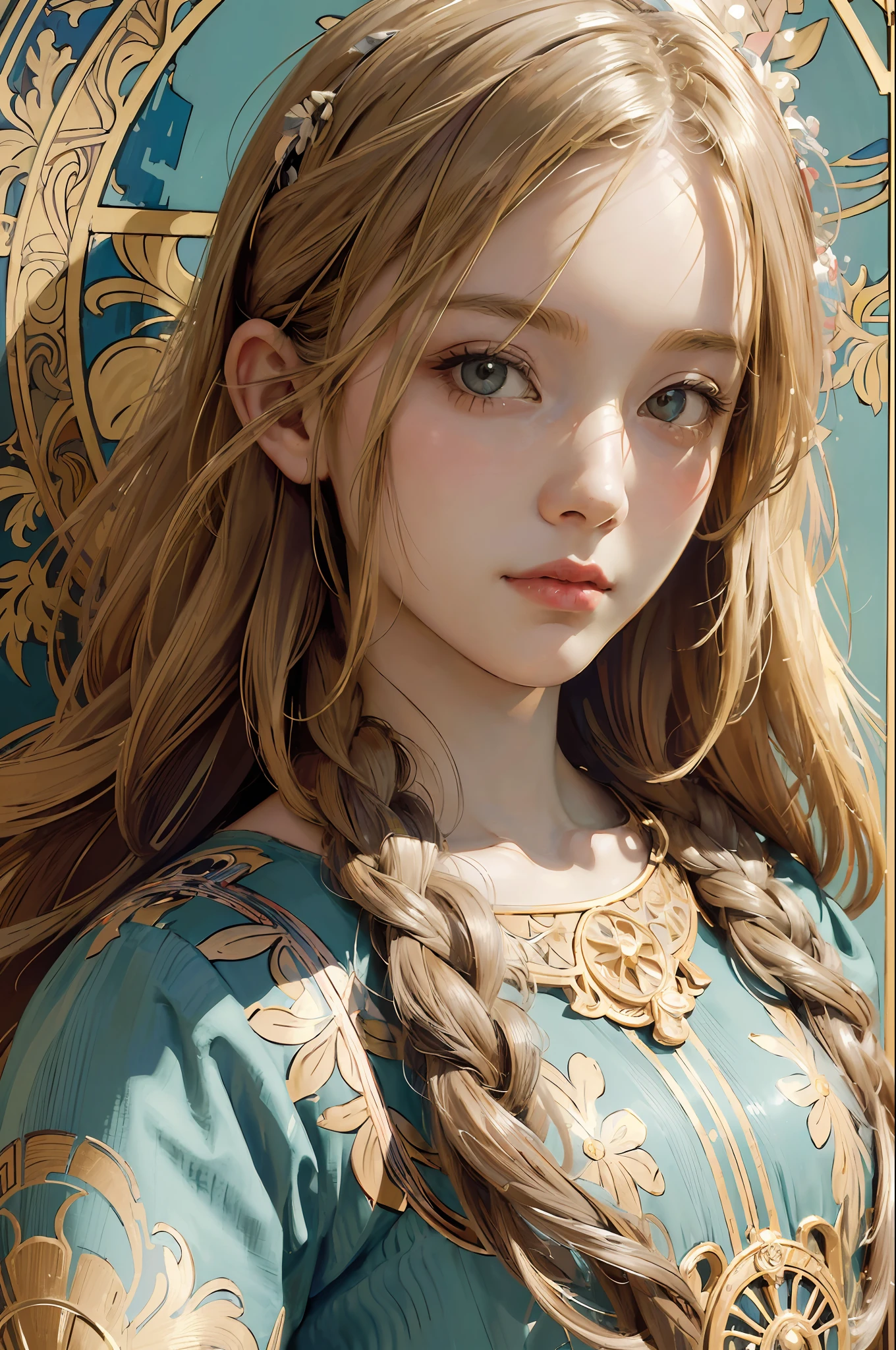 European women's face portrait, long curly hair, blonde, floral frame, decorative panel, abstract
Art by Alphonse Mucha, sketch, character lines and scenes without colors and shadows.
(Masterpiece, Best Quality, Highres:1.4), Detailed, Intricate Details, 4K, color splashes, line art, fibonacci,