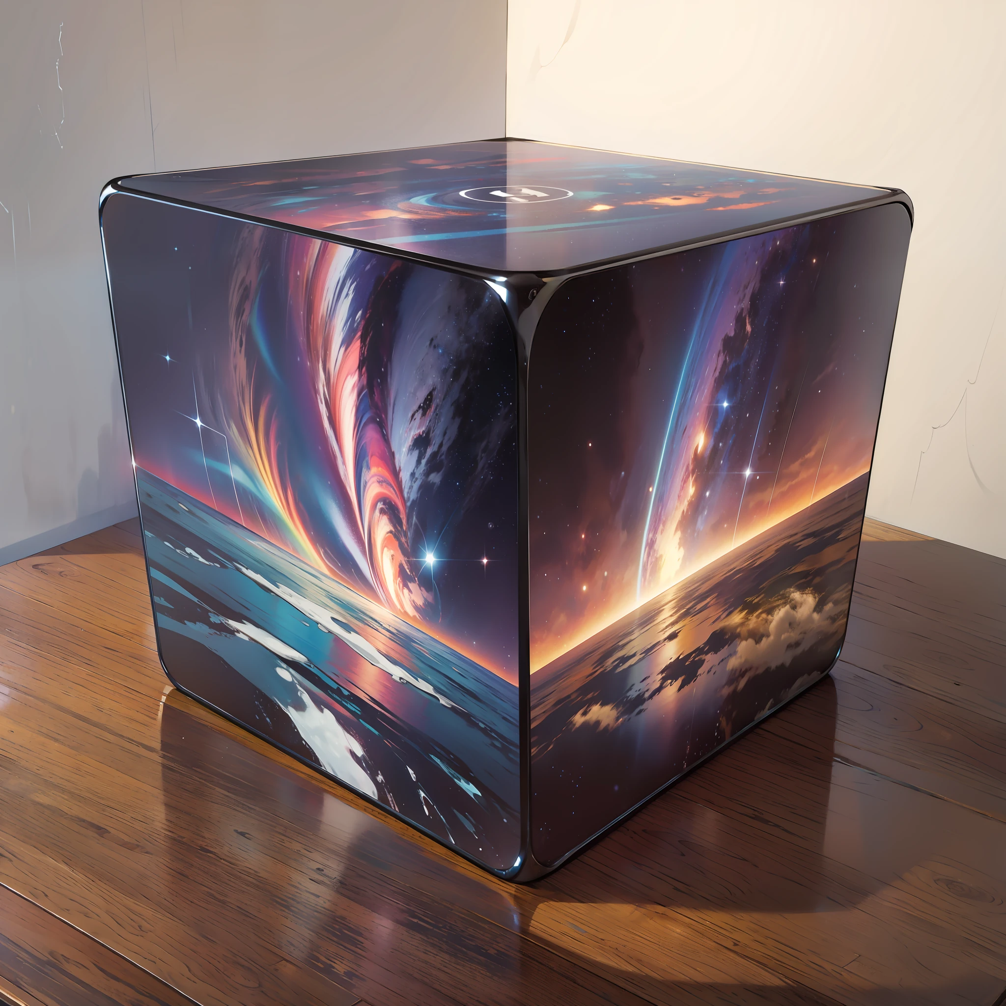 Universe in cube,on the table